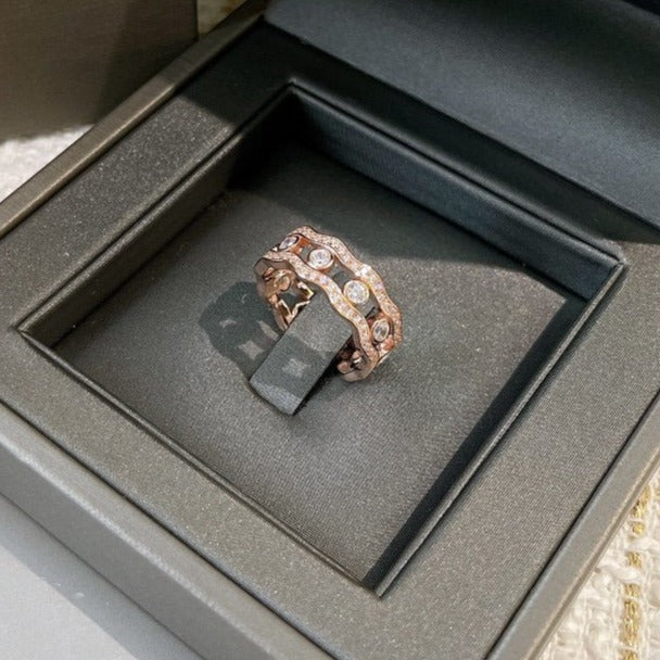 MESSIK PINK GOLD DIAMOND RING DOUBLE ROWS