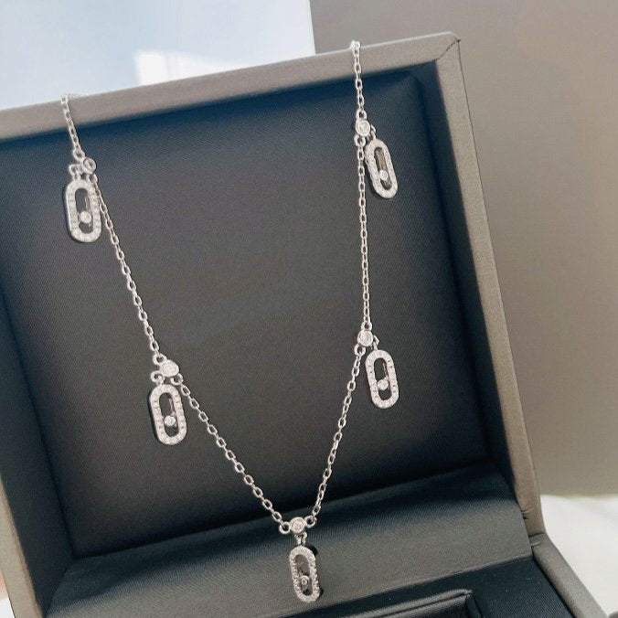 CHOKER MOVE UNO PAMPILLE PAVED SILVER DIAMOND NECKLACE