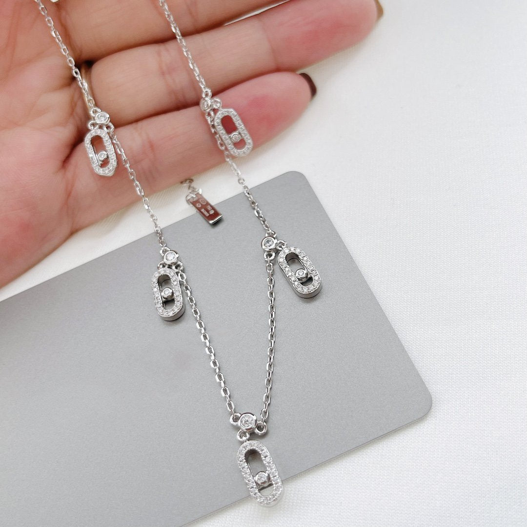 CHOKER MOVE UNO PAMPILLE PAVED SILVER DIAMOND NECKLACE