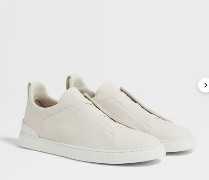 Zegna Triple Stitch Ivory Leather sneakers