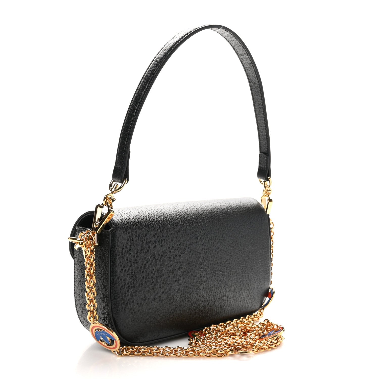 X ADIDAS Textured Dollar Calfskin Web Small Trefoil Horsebit 1955 Shoulder Bag Black Off White