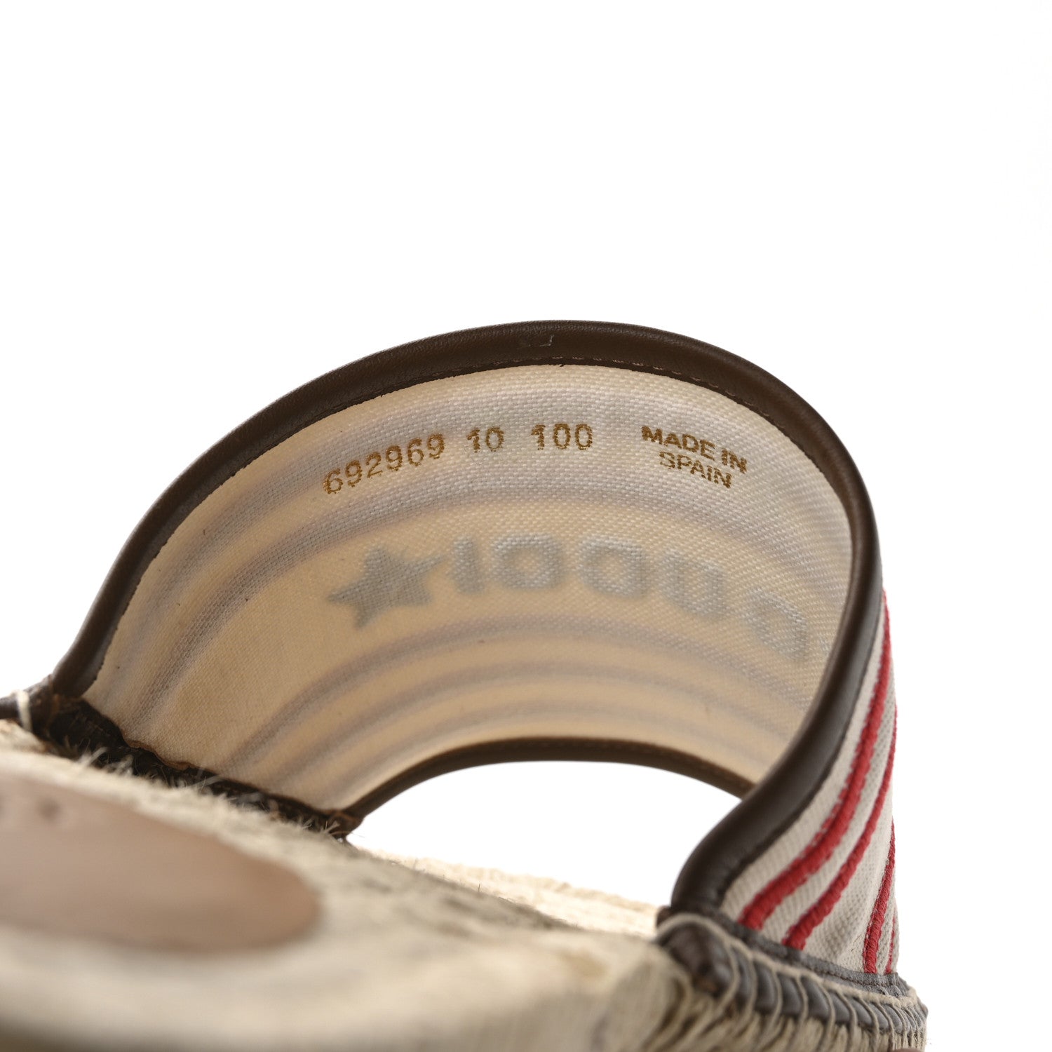 Canvas Miro Soft Calfskin Striped Mens Espadrille Flat Slide Sandals 10 Greggio Brown Sugar