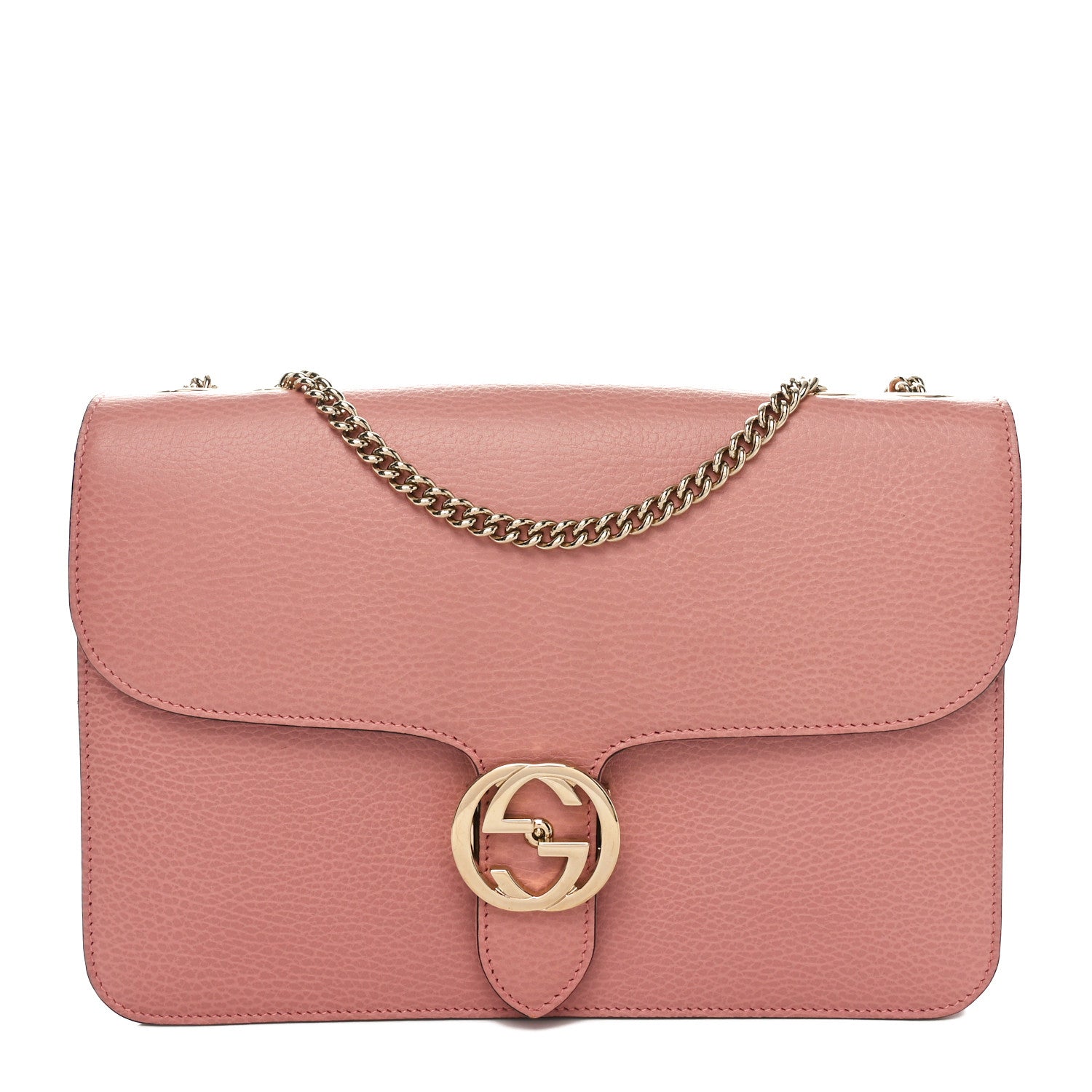 Dollar Calfskin Interlocking G Shoulder Bag Soft Pink