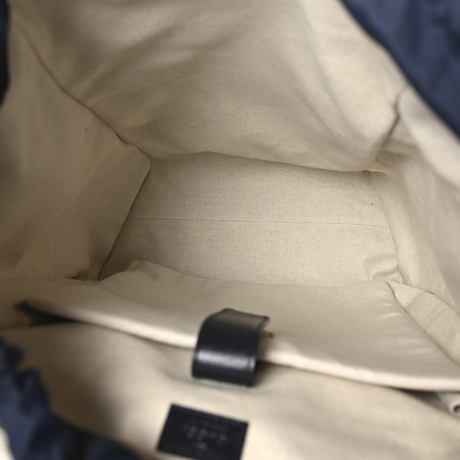 GG Supreme Monogram Textured Dollar Calfskin Medium Ophidia Double Buckle Backpack Blue Dark Blue Black