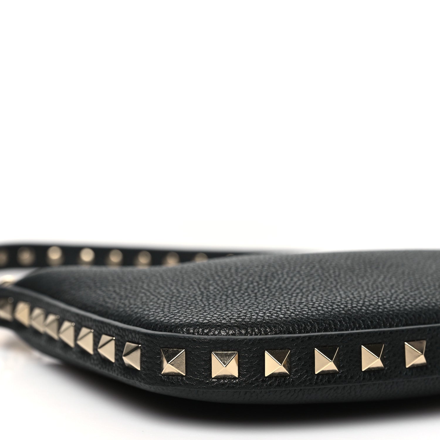 Grainy Calfskin Mini Rockstud Hobo Black