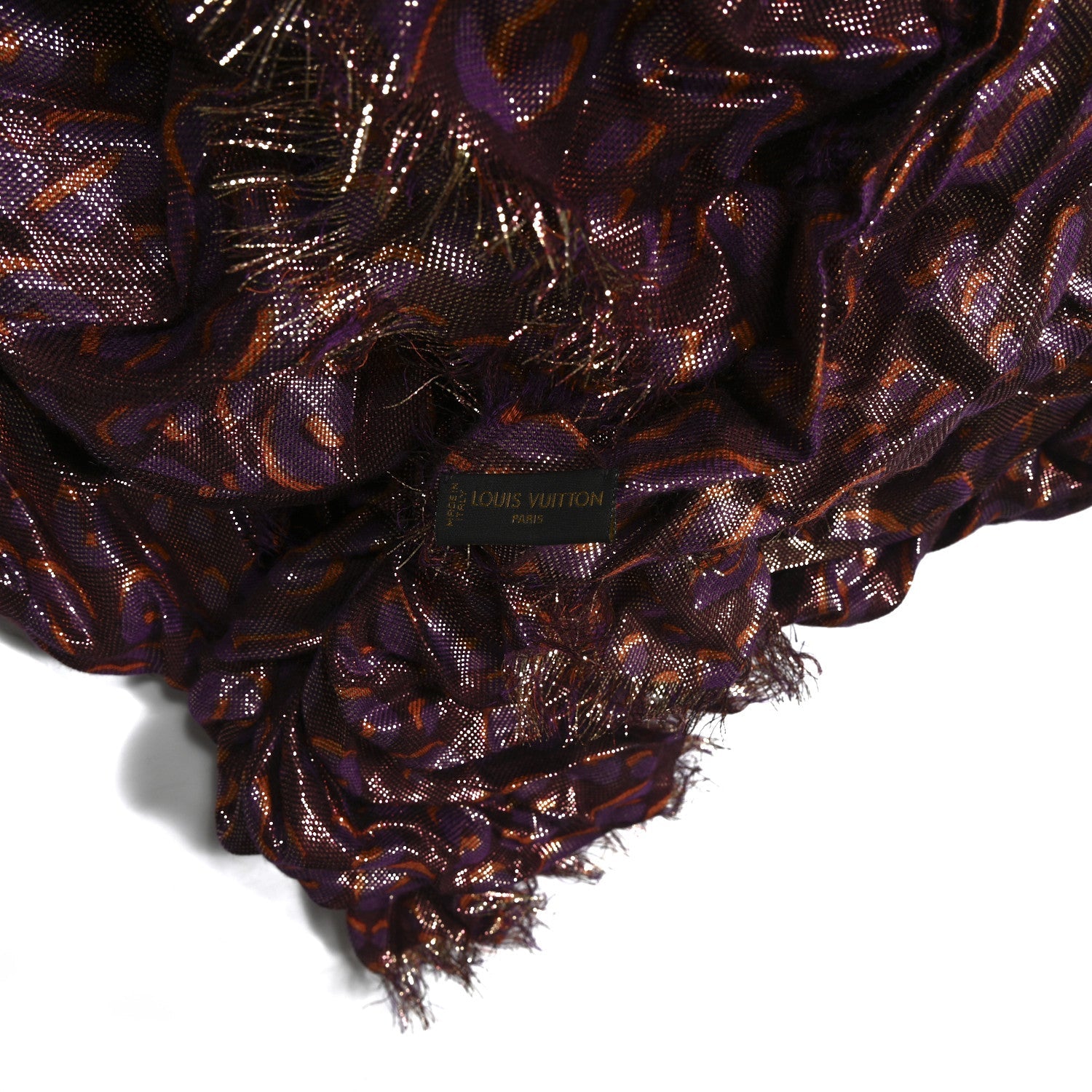 Cashmere Silk Polyester Stephen Sprouse Disco Leopard Stole Purple
