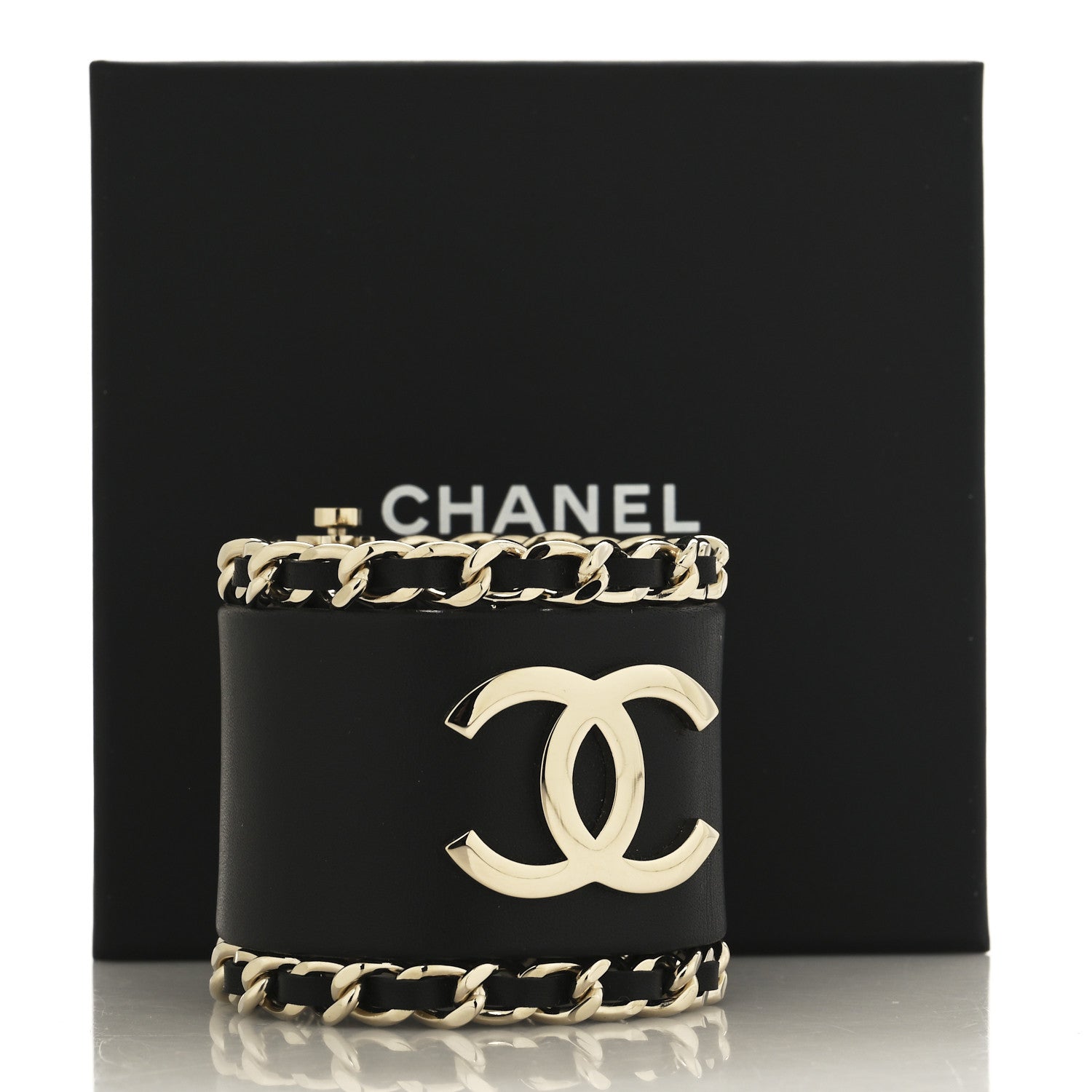 Lambskin Chain CC Cuff S Black Gold