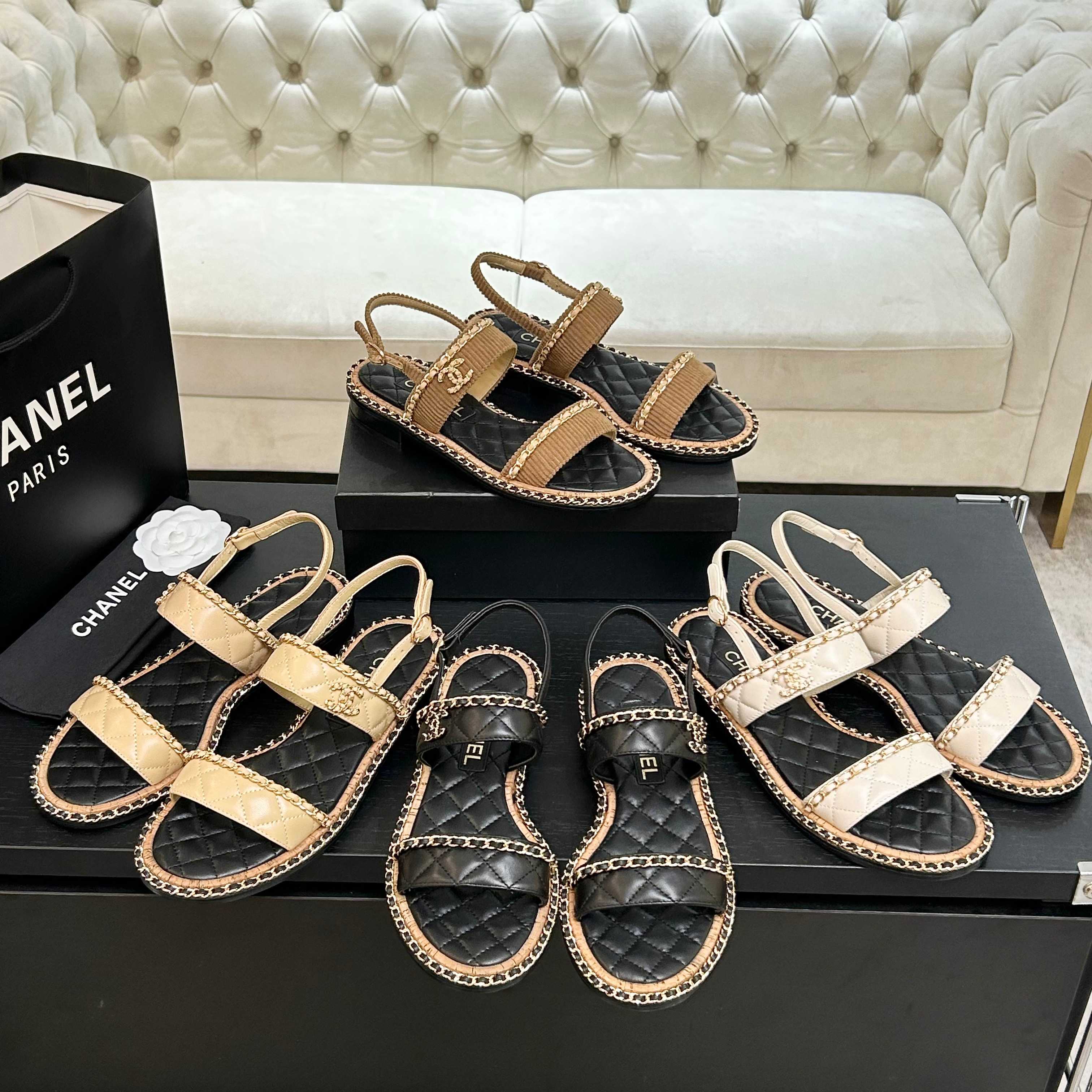 CC 25K sandal leather chain calfskin