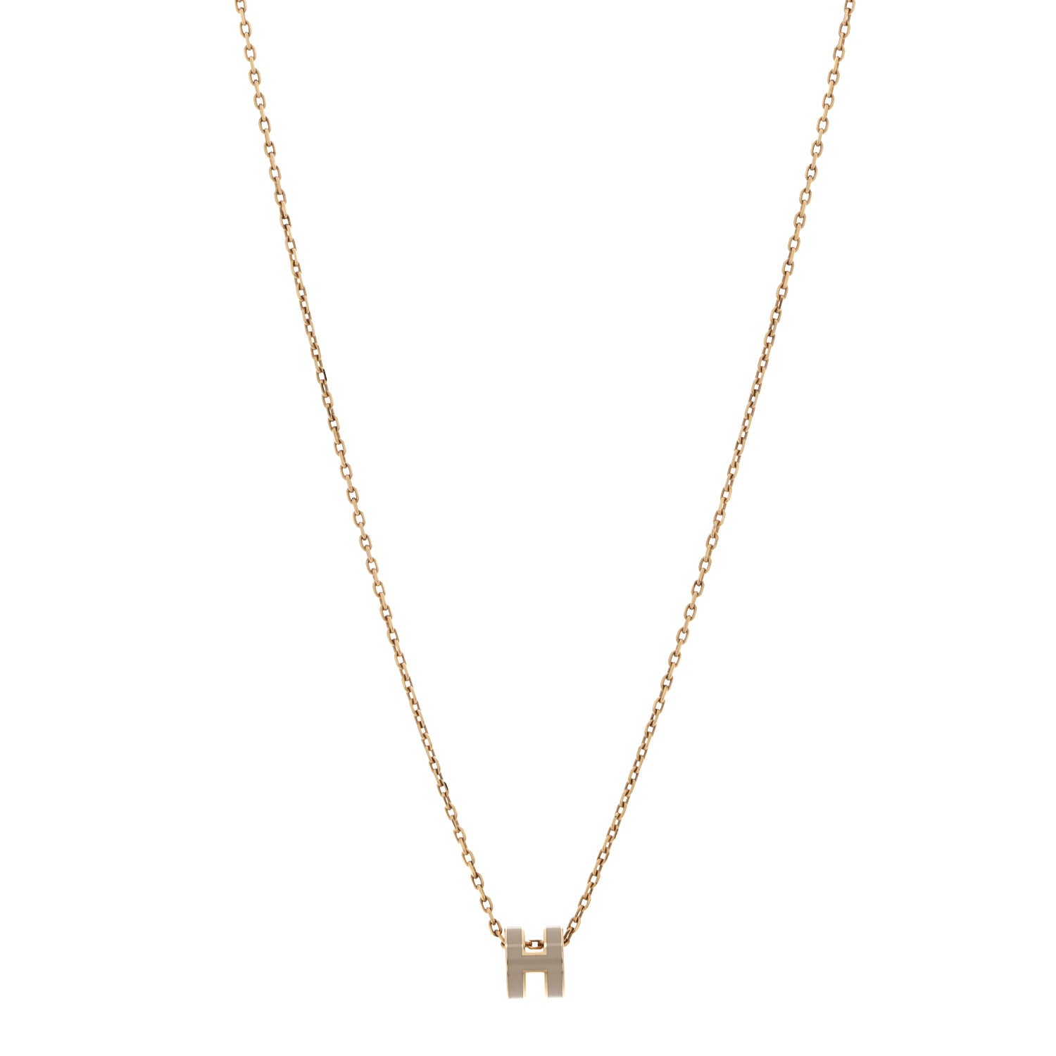 Lacquered Rose Gold Mini Pop H Pendant Necklace Marron Glace