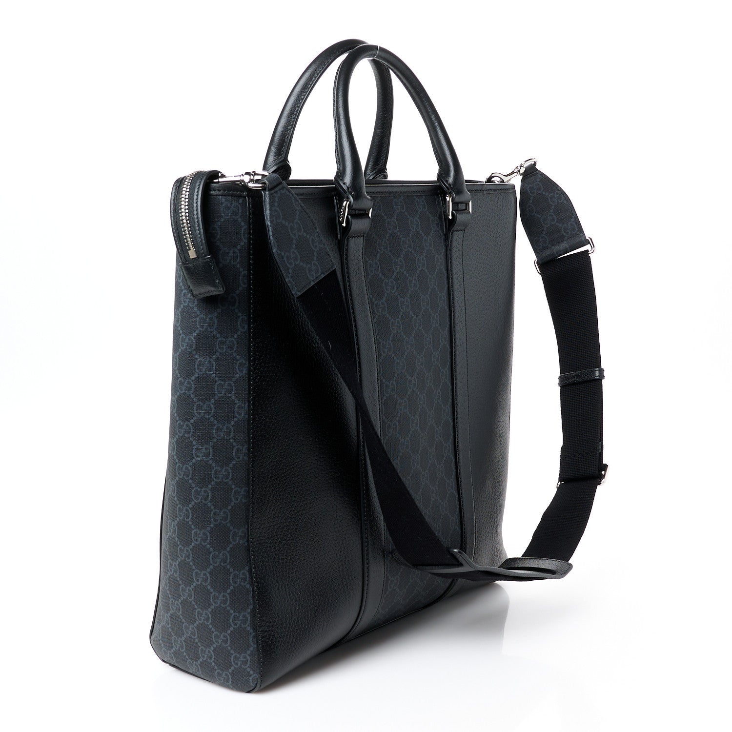GG Supreme Monogram Calfskin Vertical Tote Black
