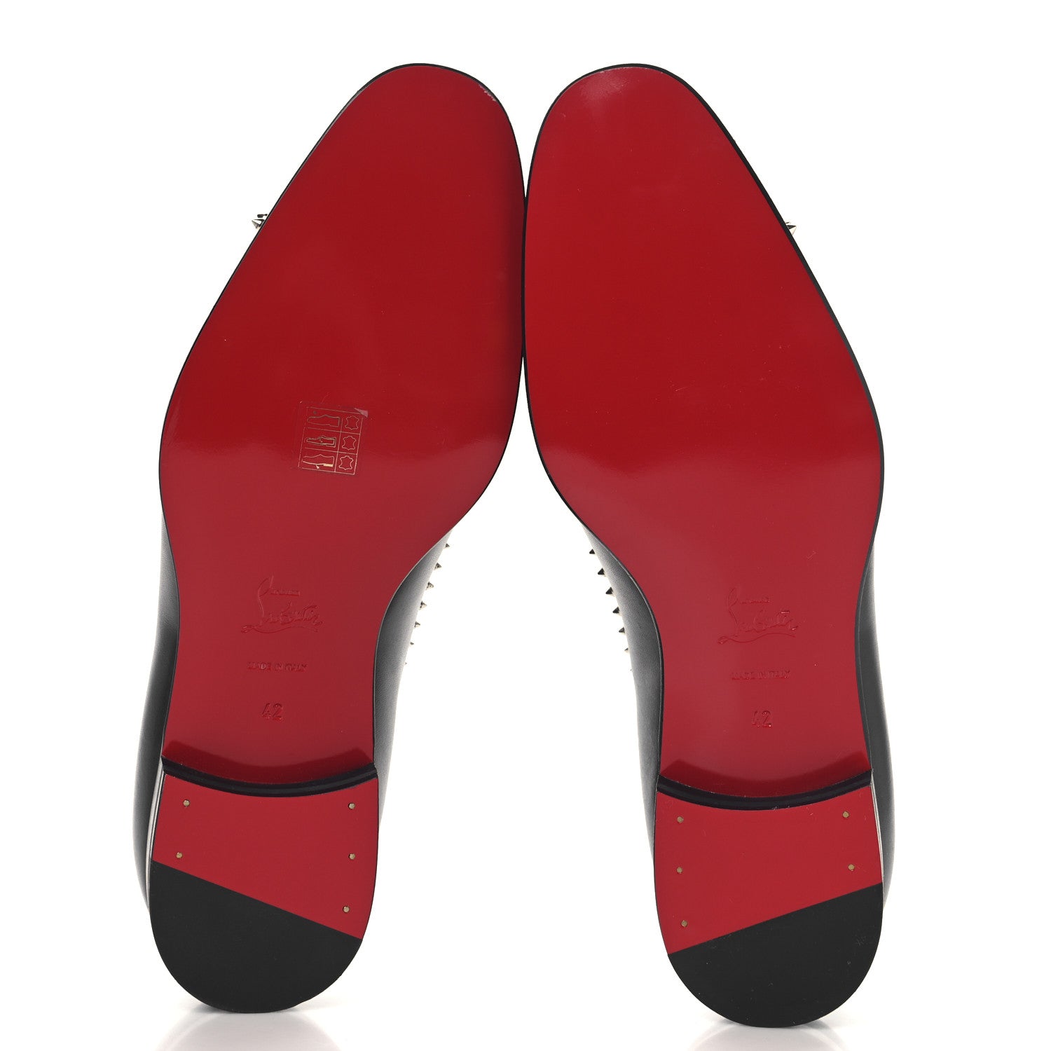 Calfskin Spike Mens Dandy Cloo Flat Loafers 43 Black Silver