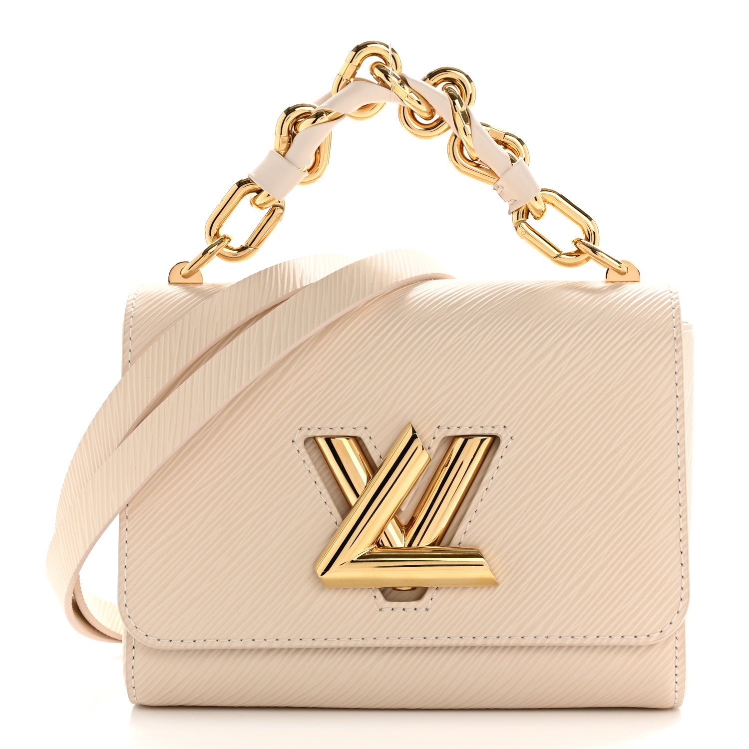 Epi Twist Braided Chain Shoulder Bag PM Quartz White