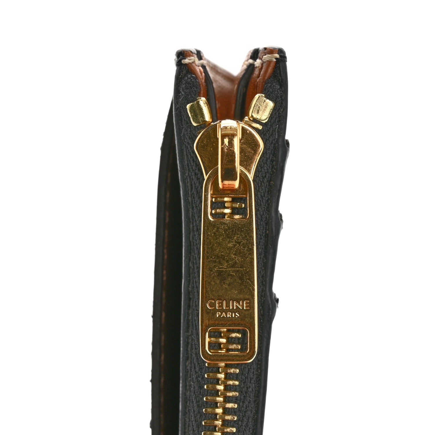 Triomphe Canvas Zipped Card Holder Tan