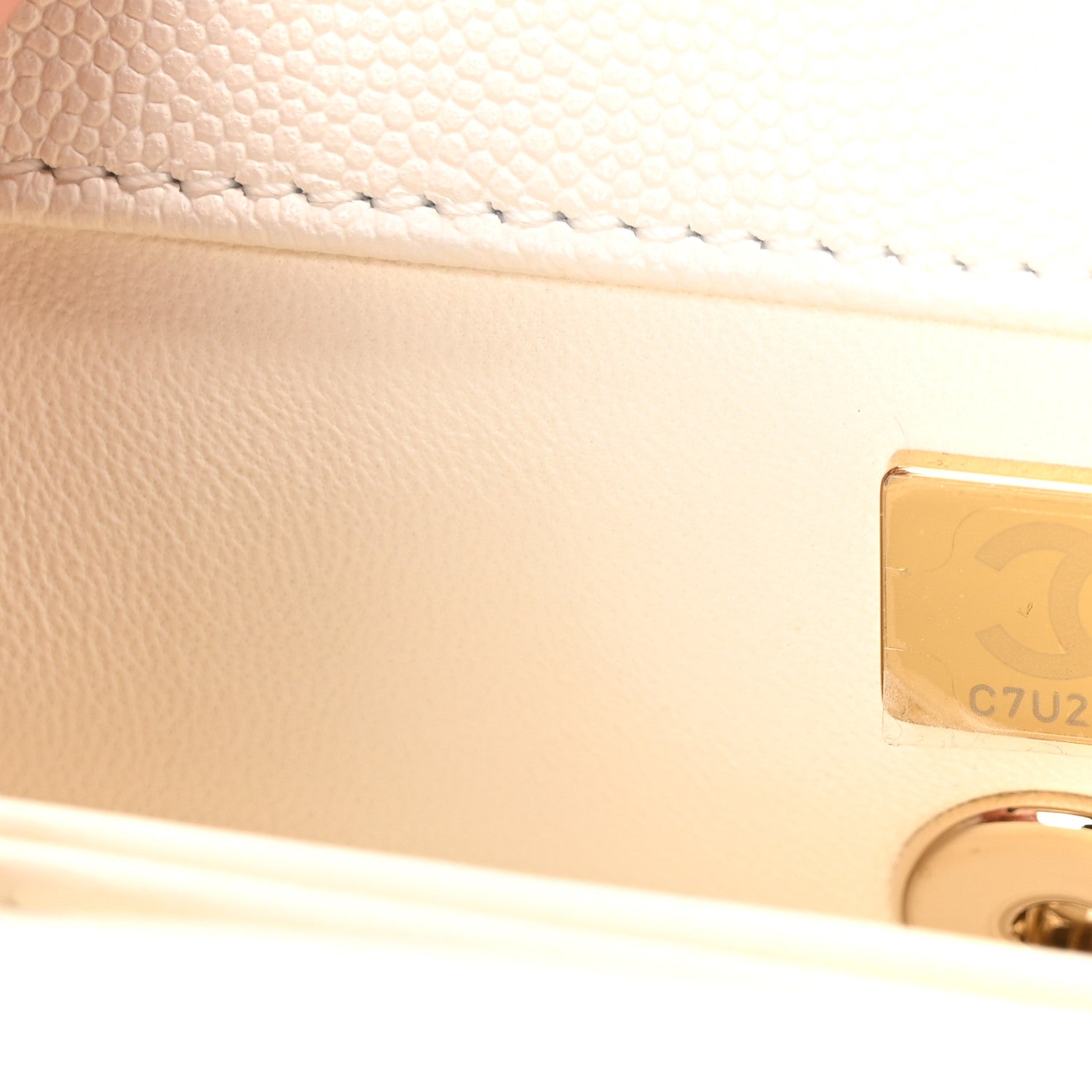 Caviar Quilted Mini Coco Handle Flap White
