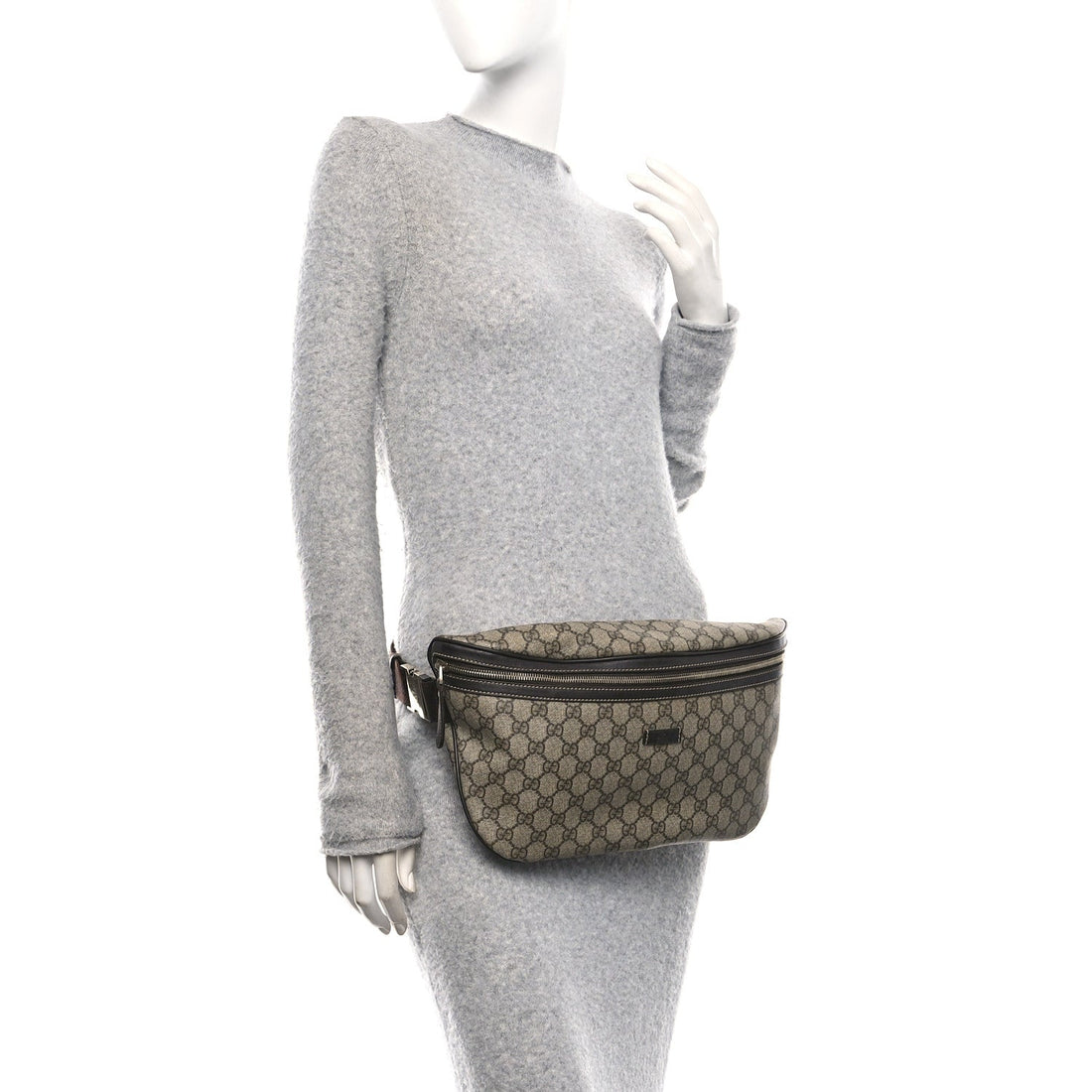 GG Supreme Monogram Belt Bag Dark Brown