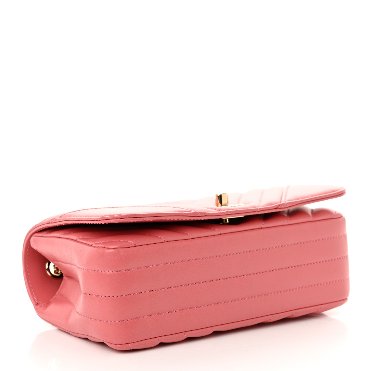 Calfskin Chevron Quilted Mini Statement Flap Pink