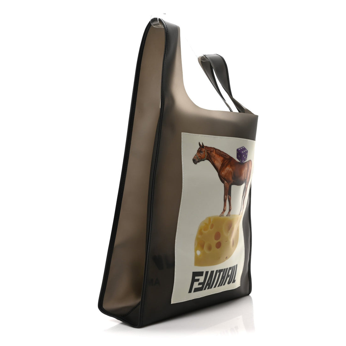 PVC Vitello Faithful Flat Shopping Tote Black