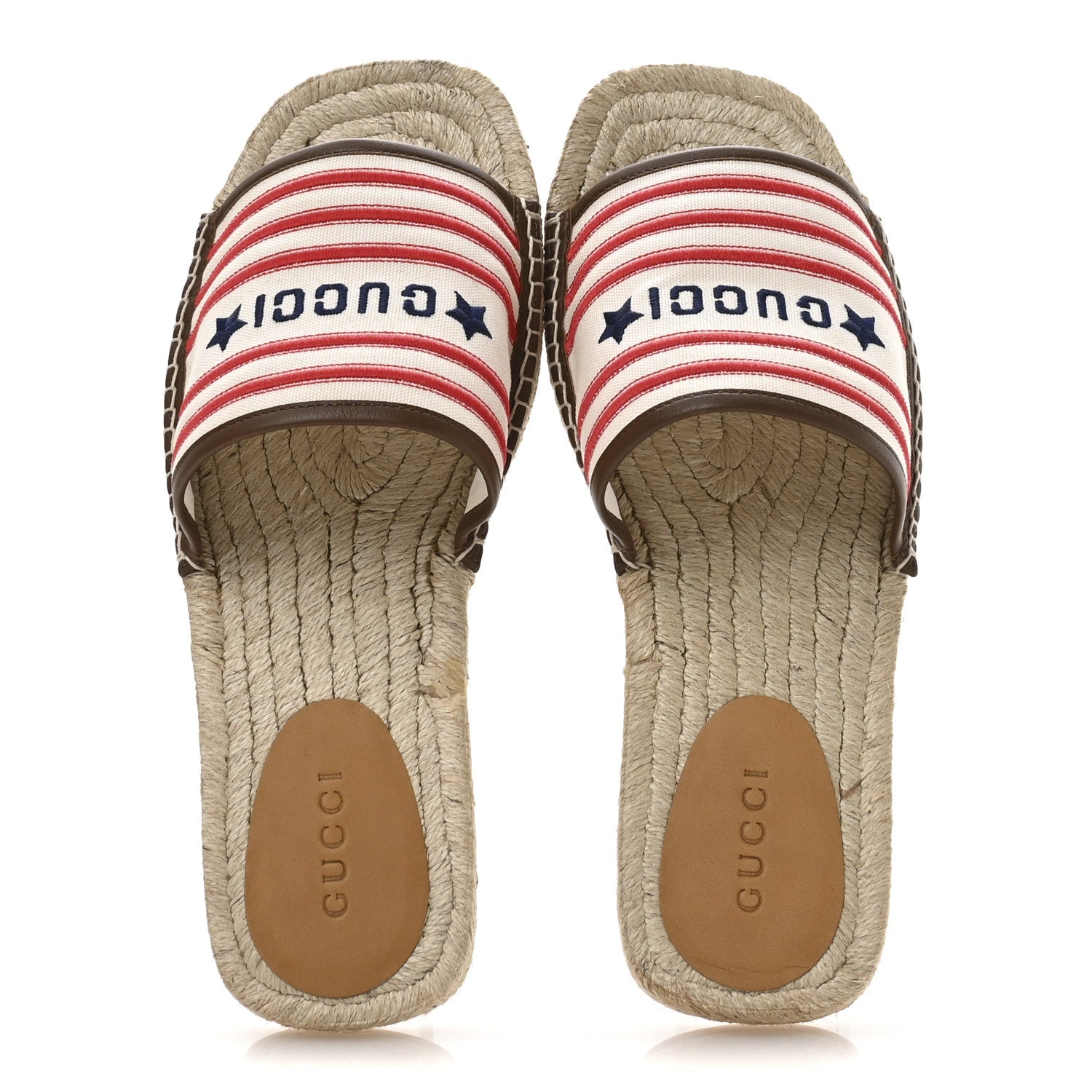 Canvas Miro Soft Calfskin Striped Mens Espadrille Flat Slide Sandals 10 Greggio Brown Sugar