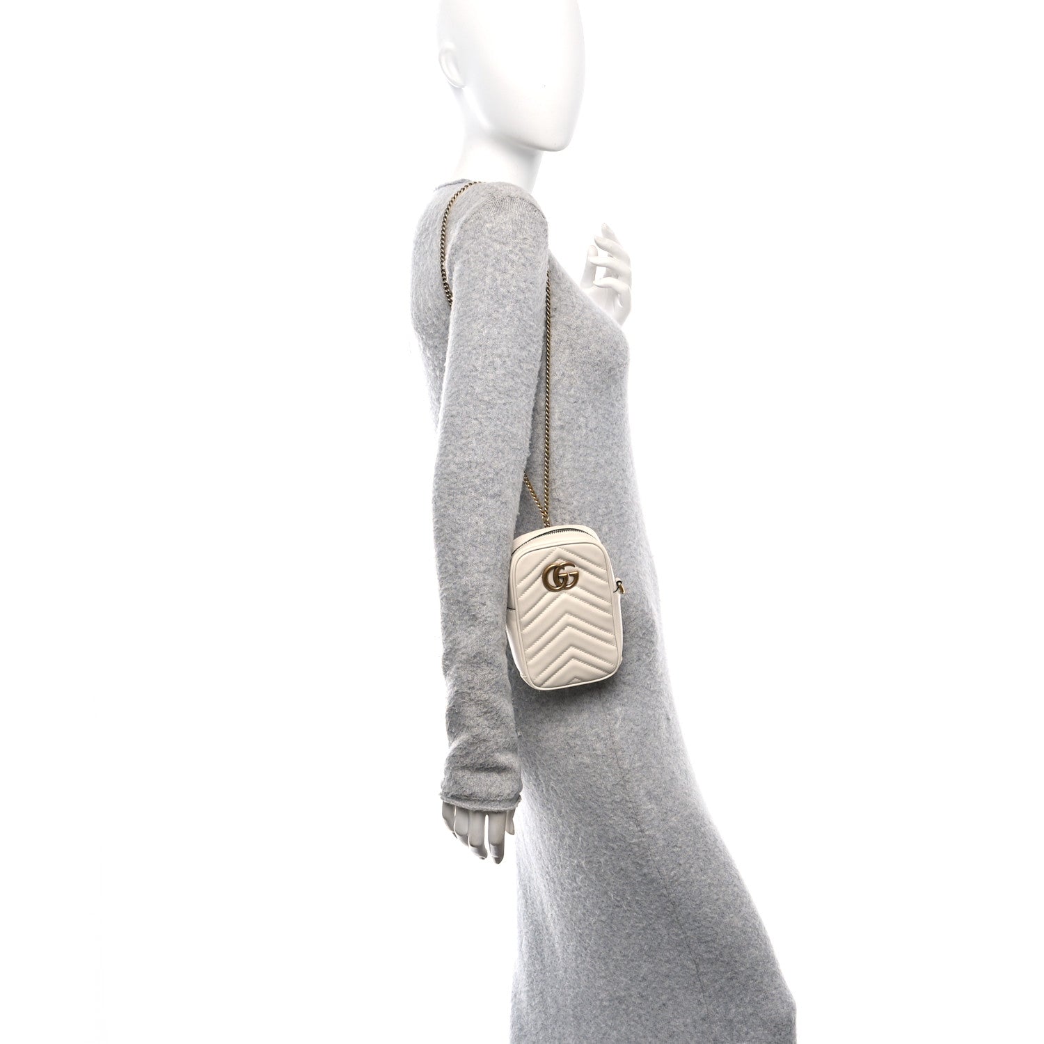 Calfskin Matelasse GG Marmont Mini Bag Coin Purse Mystic White Perfect Pink