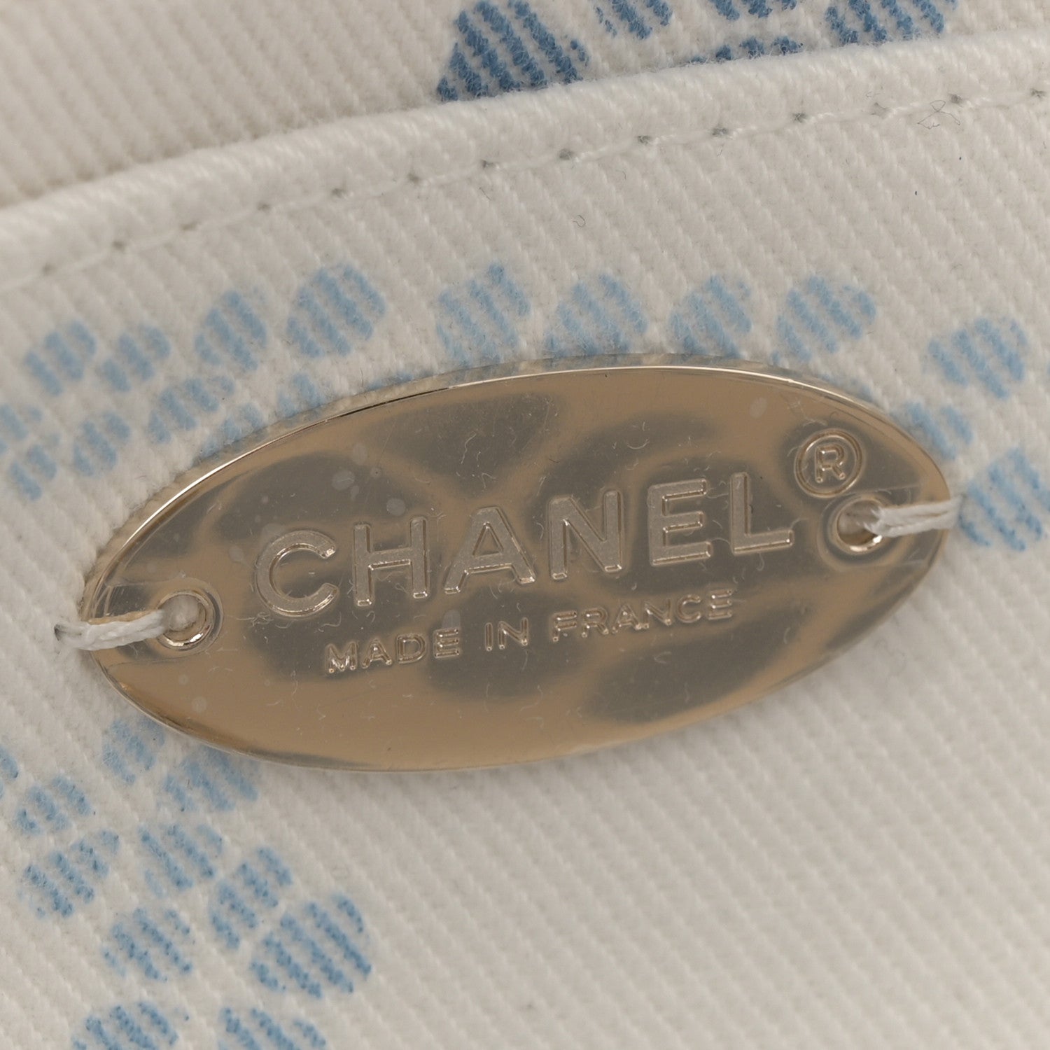 Printed Denim Quilted Mini Rectangular Flap Light Blue White