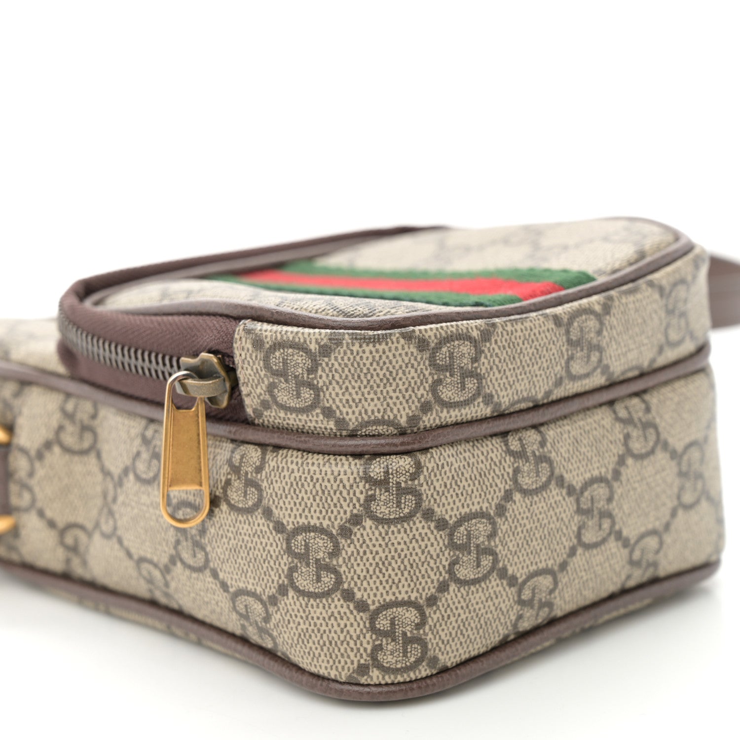 GG Supreme Monogram Web Mini Ophidia Double Zip Messenger Bag Beige New Acero