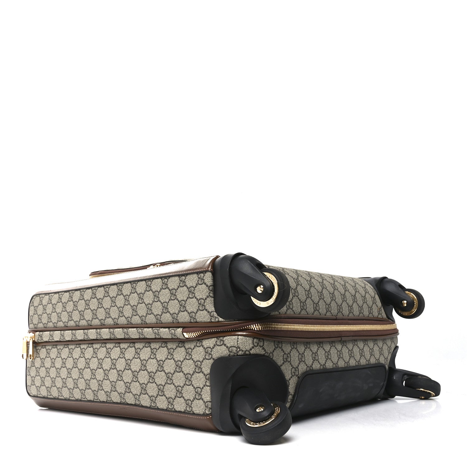 GG Supreme Monogram Azalea Calfskin Retro Interlocking G Small Savoy Cabin Trolley Beige Ebony Brown Sugar