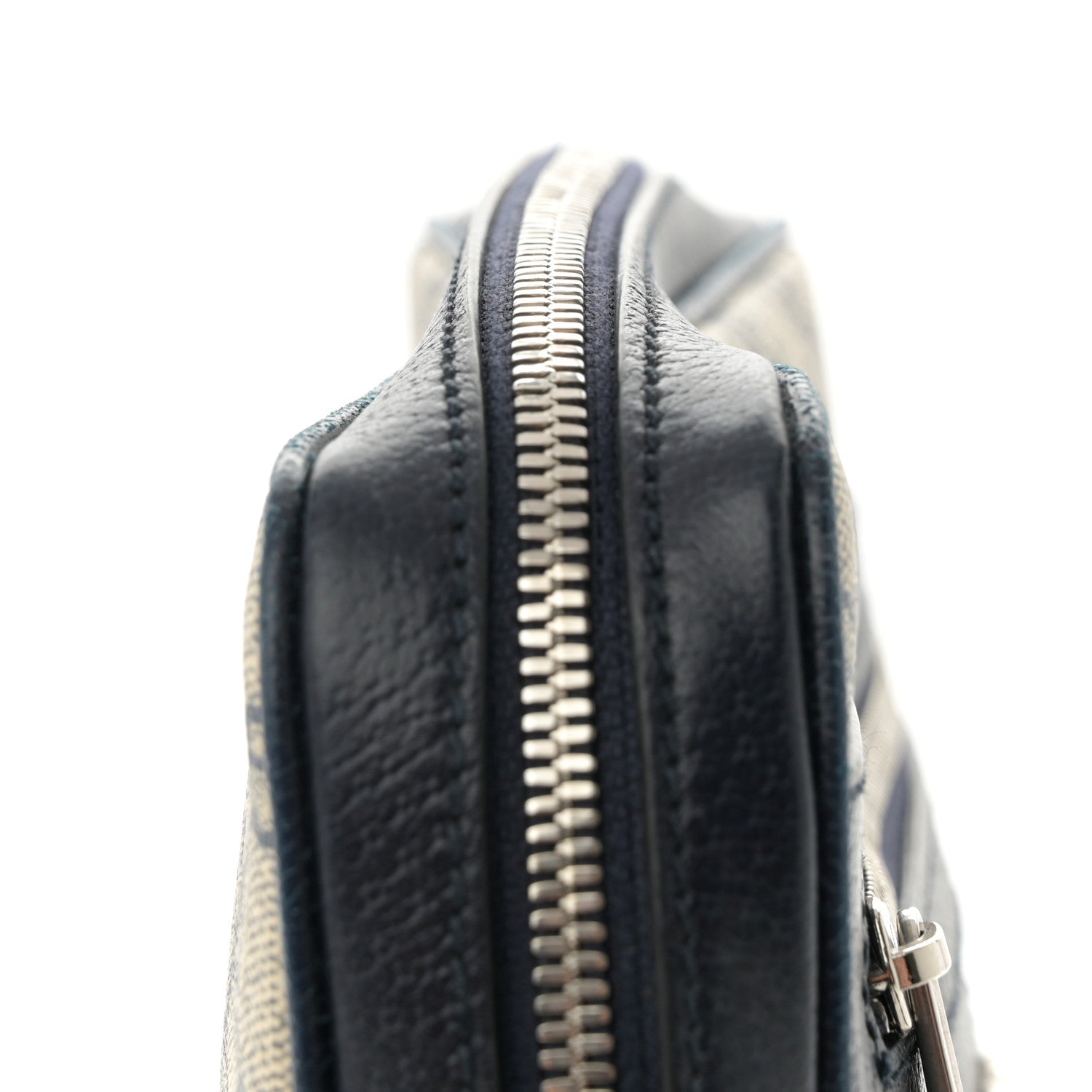 GG Supreme Monogram Textured Dollar Calfskin Web Small Ophidia Messenger Bag Beige Blue