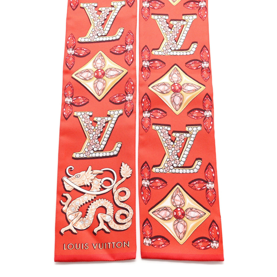 Silk Monogram Precious Dragon Bandeau Rouge