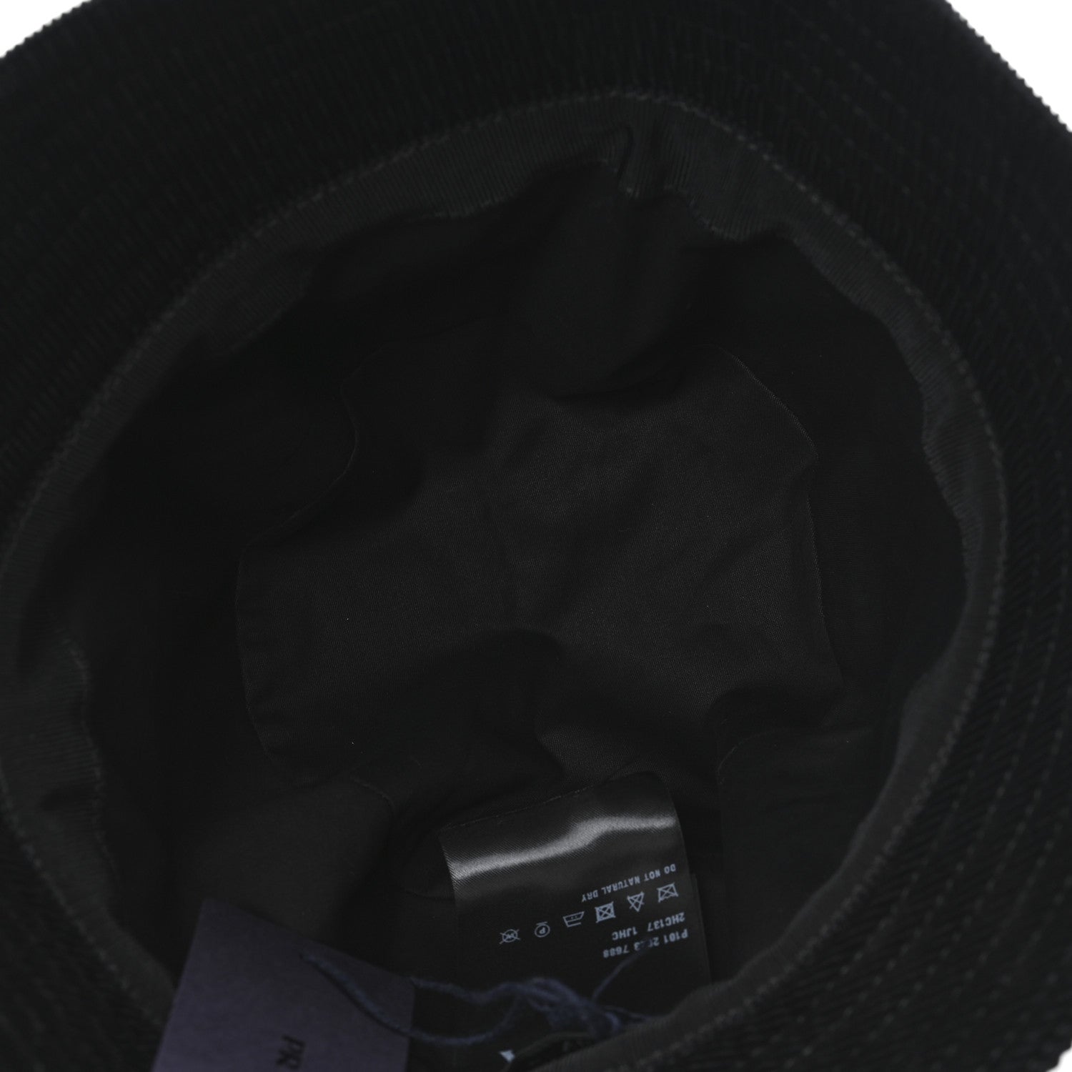 Corduroy Metal Triangle Logo Bucket Hat L Black