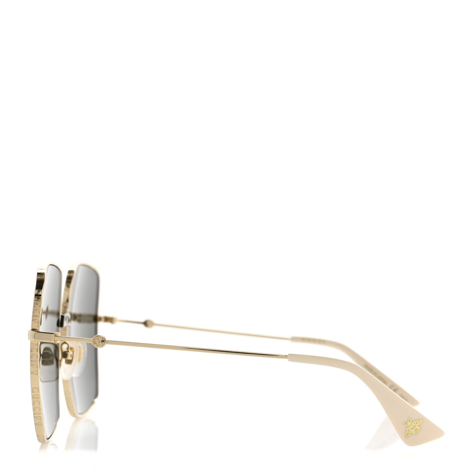 Metal Rectangular Guccify Frame Sunglasses GG0414S Gold