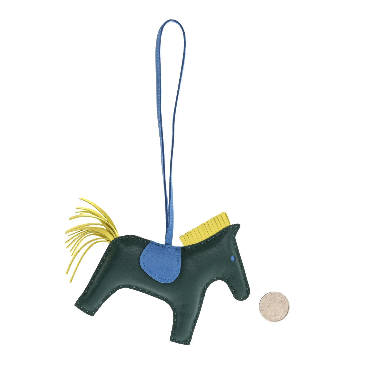 Milo Lambskin Grigri Rodeo Horse Bag Charm MM Malachite Bleu Zanzibar Lime