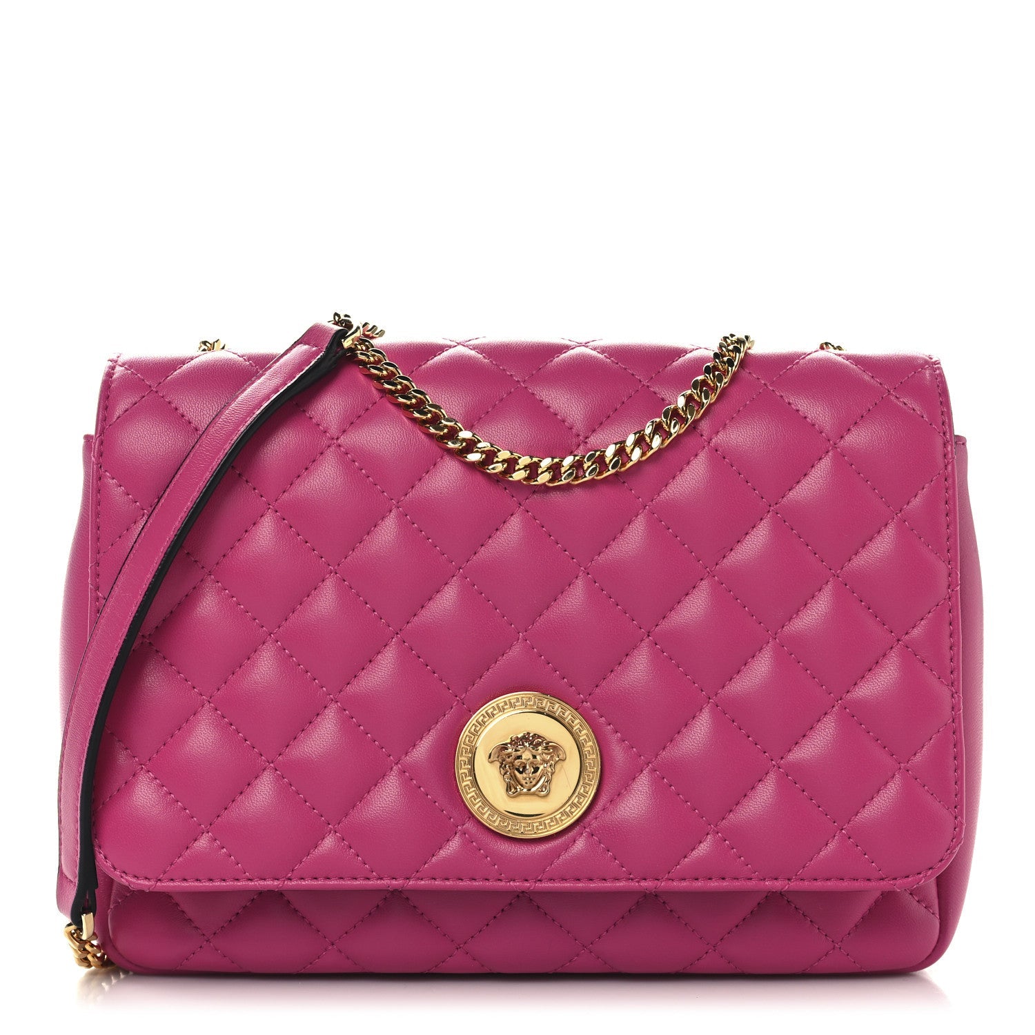 Nappa Quilted Medusa Chain Crossbody Pink