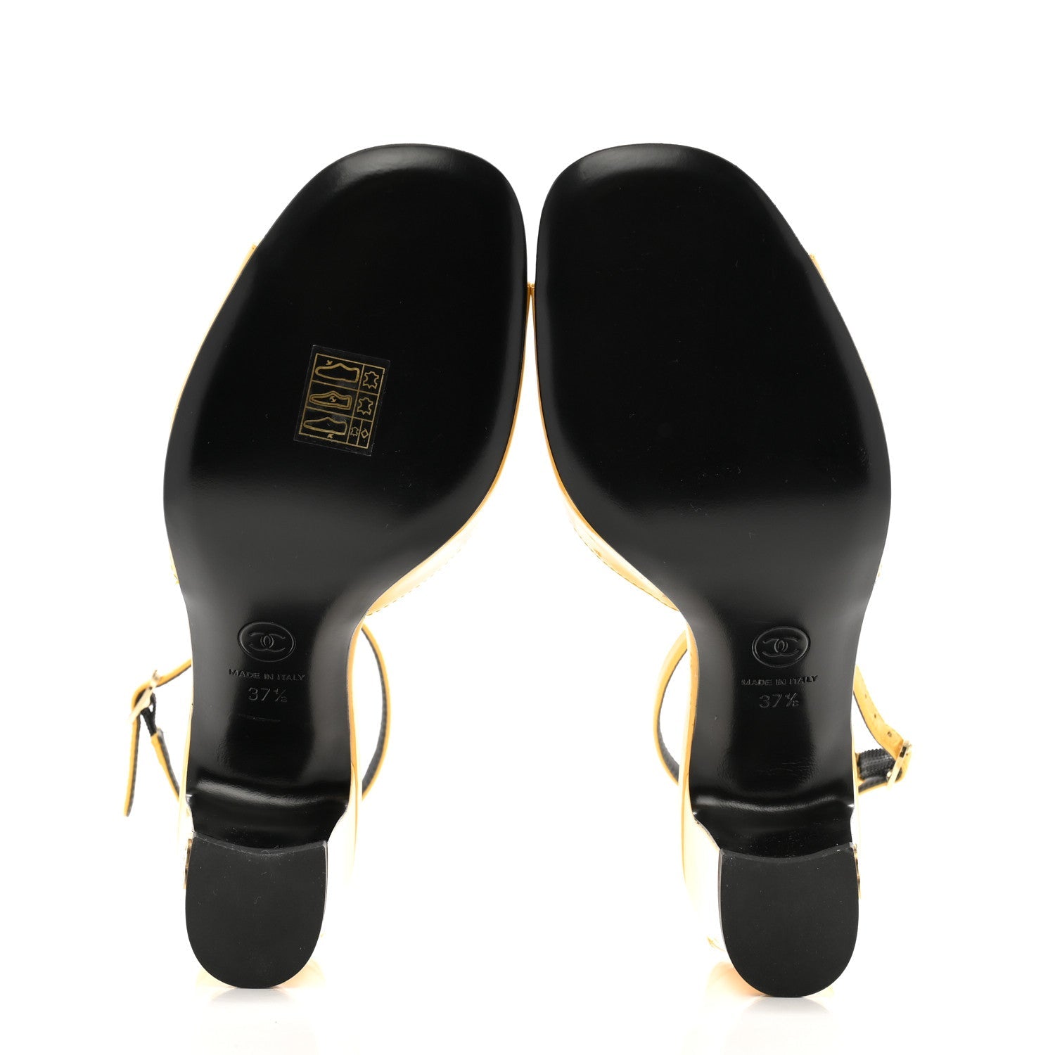 Patent CC Ankle Strap Sandals 37.5 Yellow