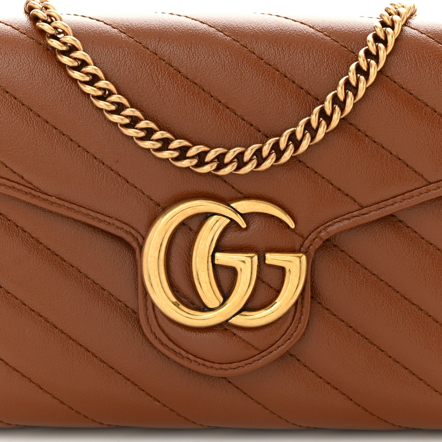 Azalea Calfskin Matelasse Diagonal GG Marmont Chain Wallet Cuir