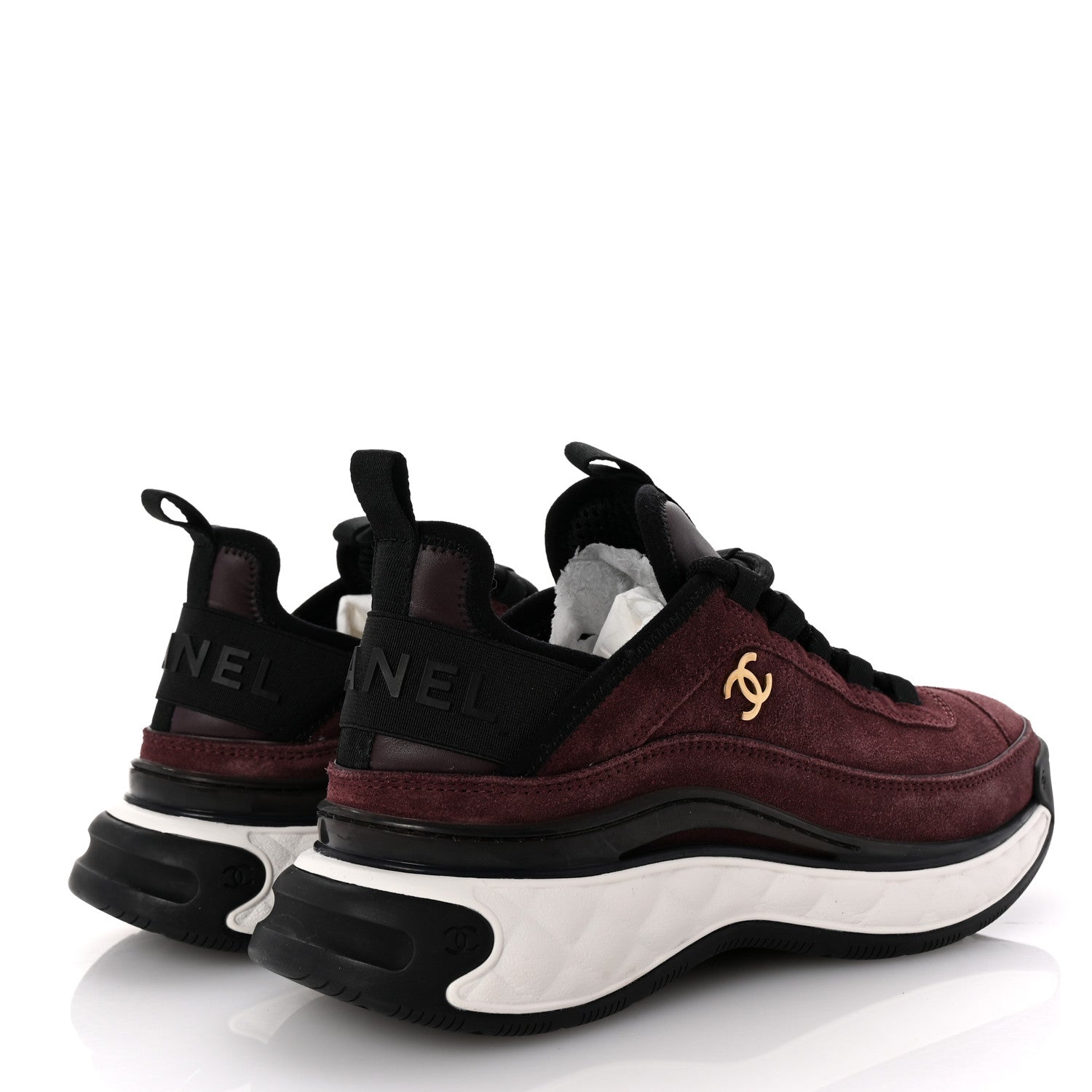 Suede Calfskin Nylon Grosgrain CC Sneakers 37 Dark Purple