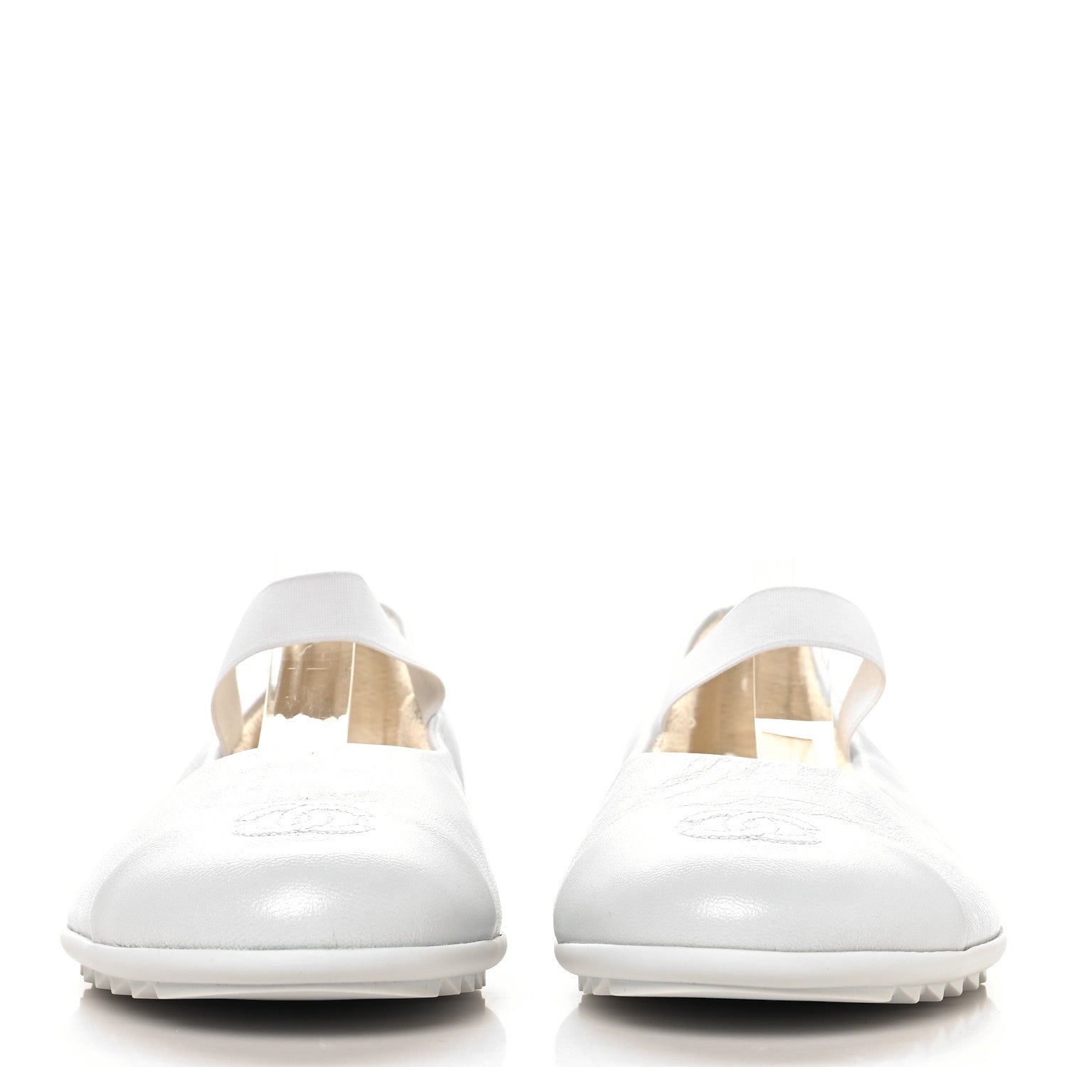 Lambskin Cap Toe CC Mary Jane Flats 39.5 White