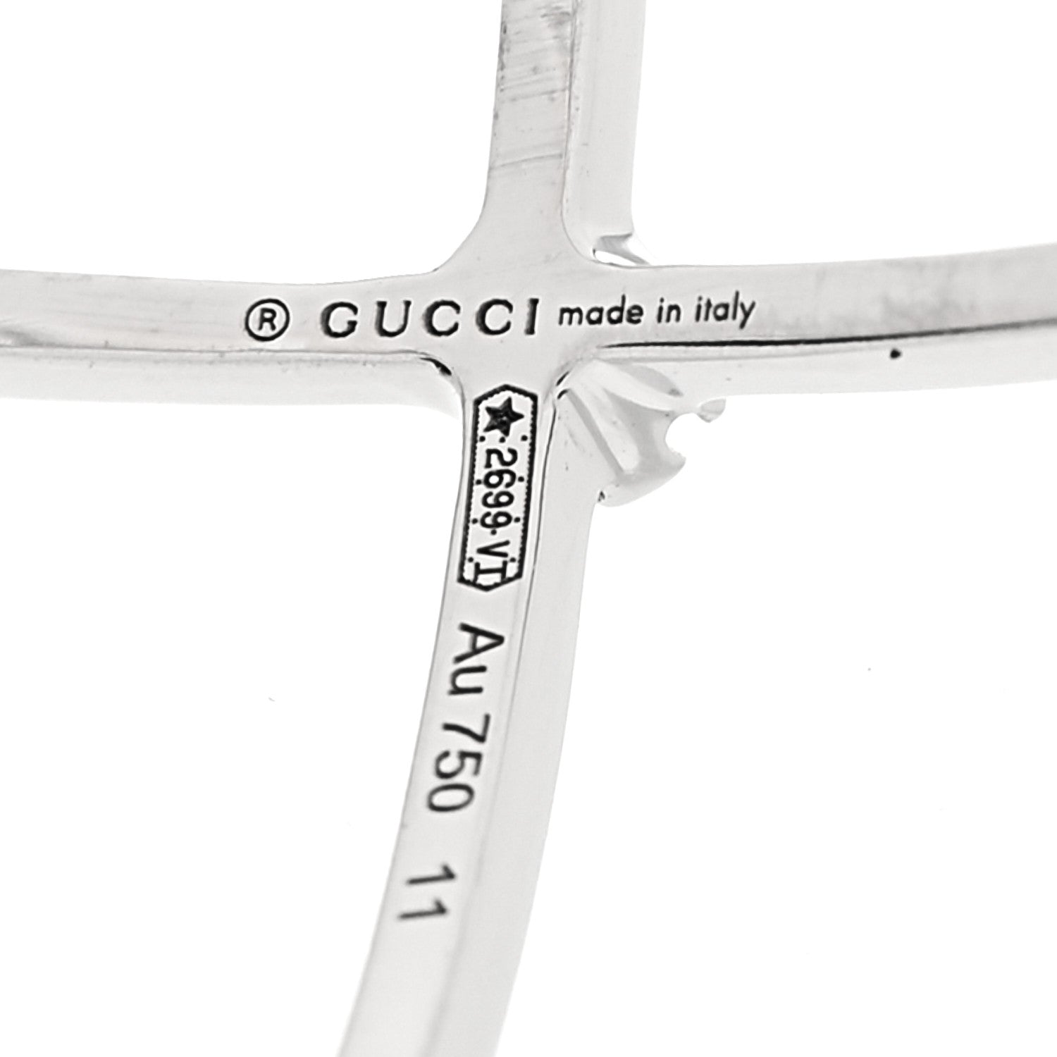 18K White Gold Diamond Running G Cross Ring 51 5.75