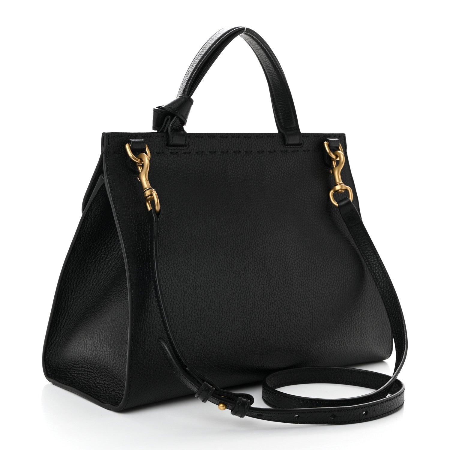 Calfskin Small GG Marmont Top Handle Bag Black