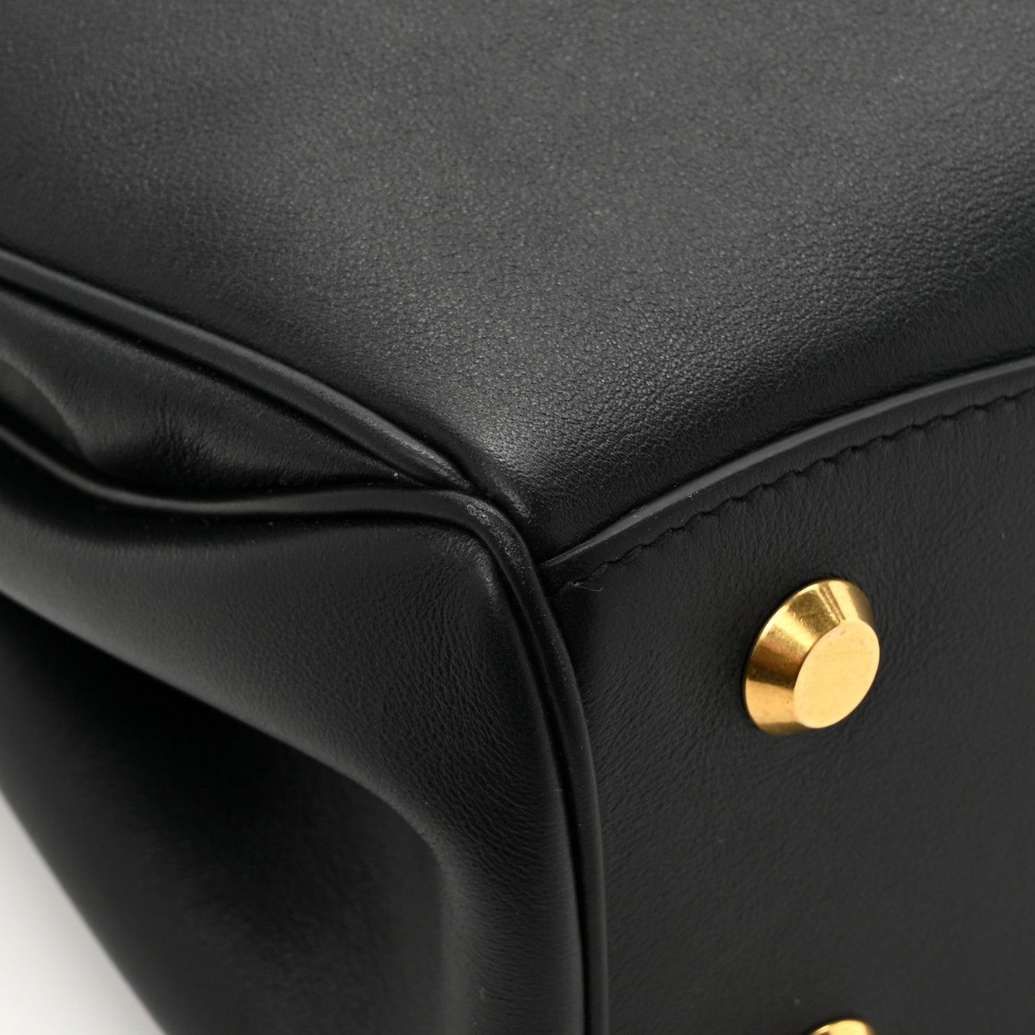 Natural Smooth Calfskin Medium Rodeo Top Handle Handbag Black