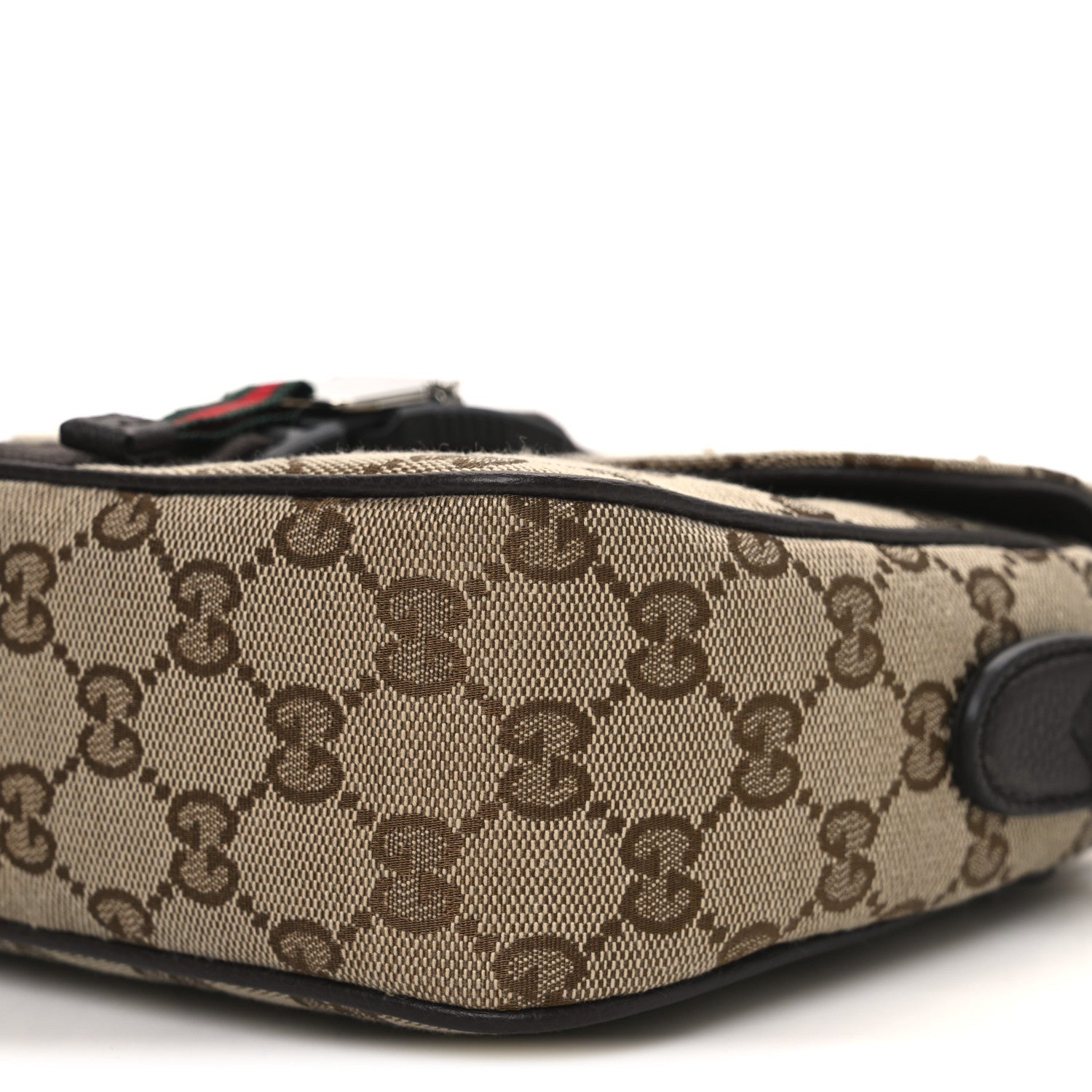 GG Supreme Monogram Textured Dollar Calfskin Mini Ophidia Buckle Shoulder Bag Beige Ebony New Acero