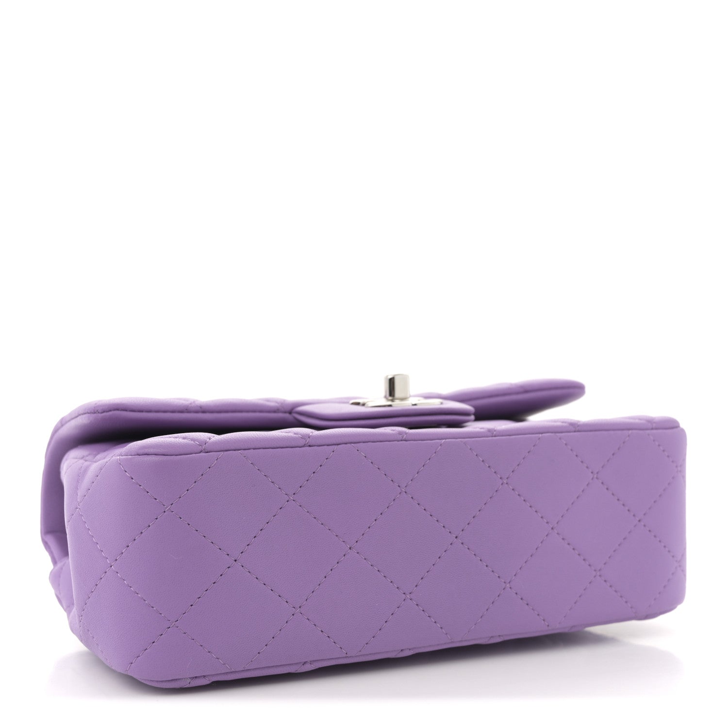 Lambskin Quilted Mini Rectangular Flap Purple