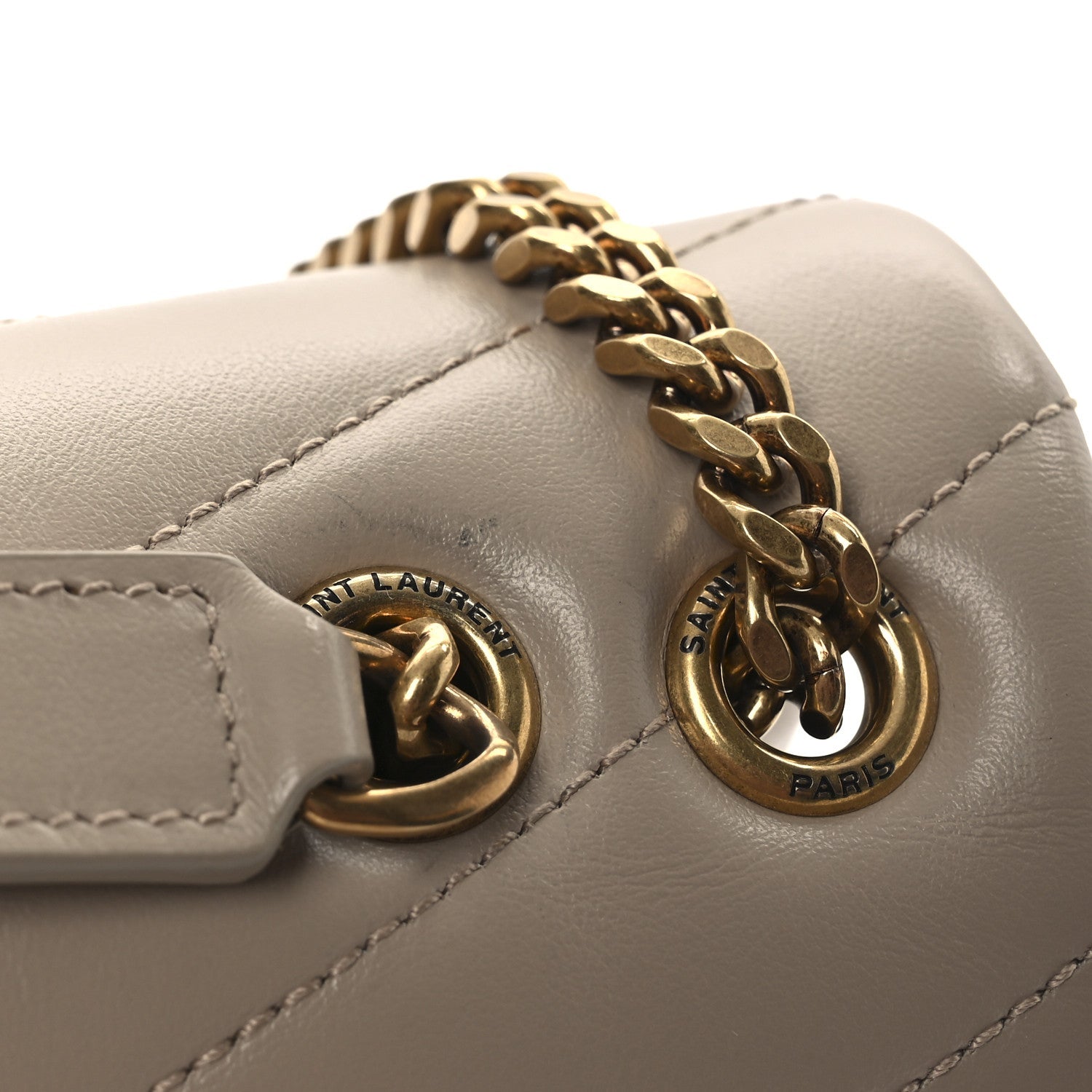 Calfskin Y Quilted Monogram Small Loulou Chain Satchel Dark Beige