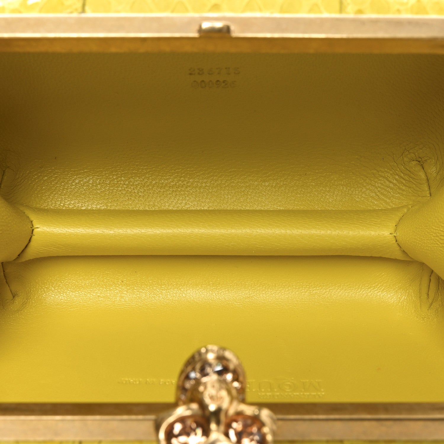 Snakeskin Skull Box Clutch Bright Yellow