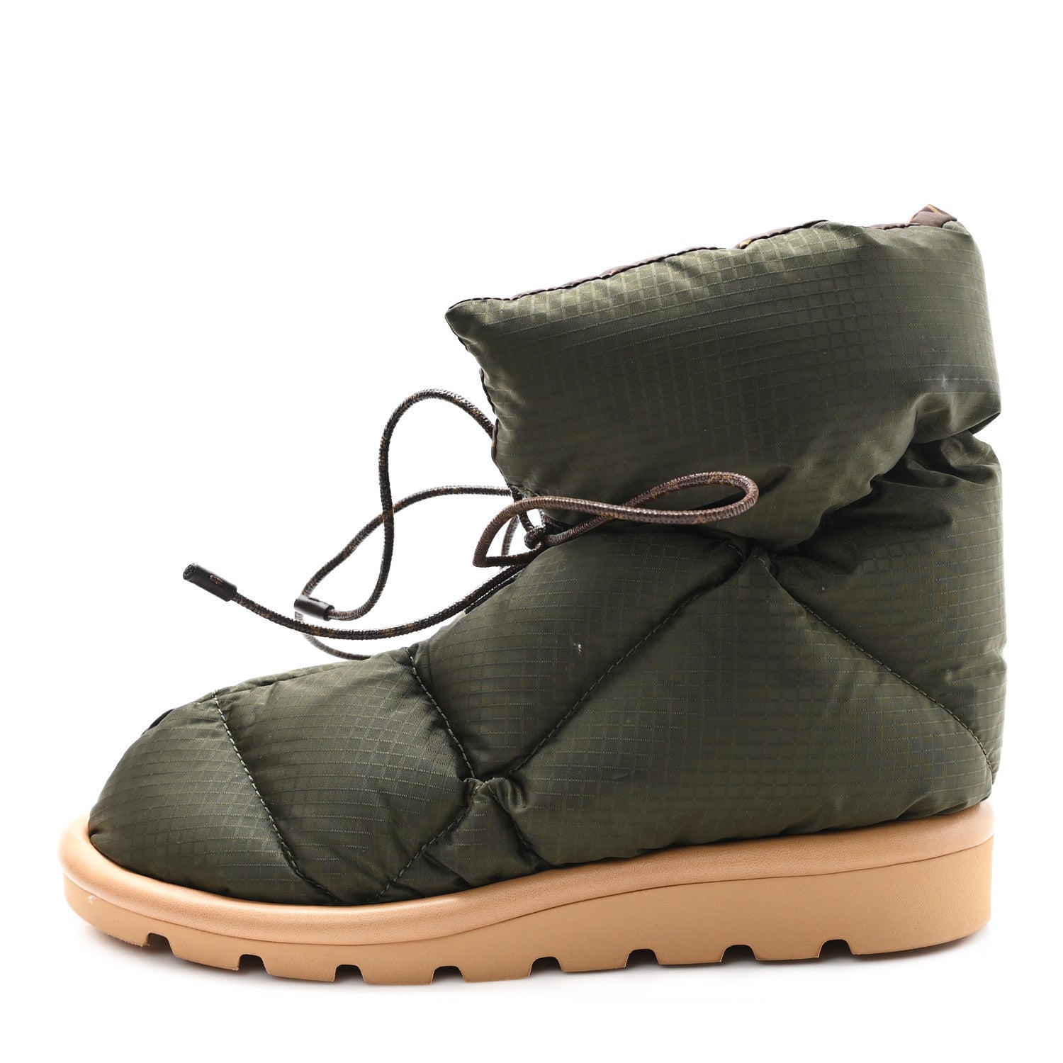 Nylon Monogram Pillow Comfort Ankle Boot 37 Khaki
