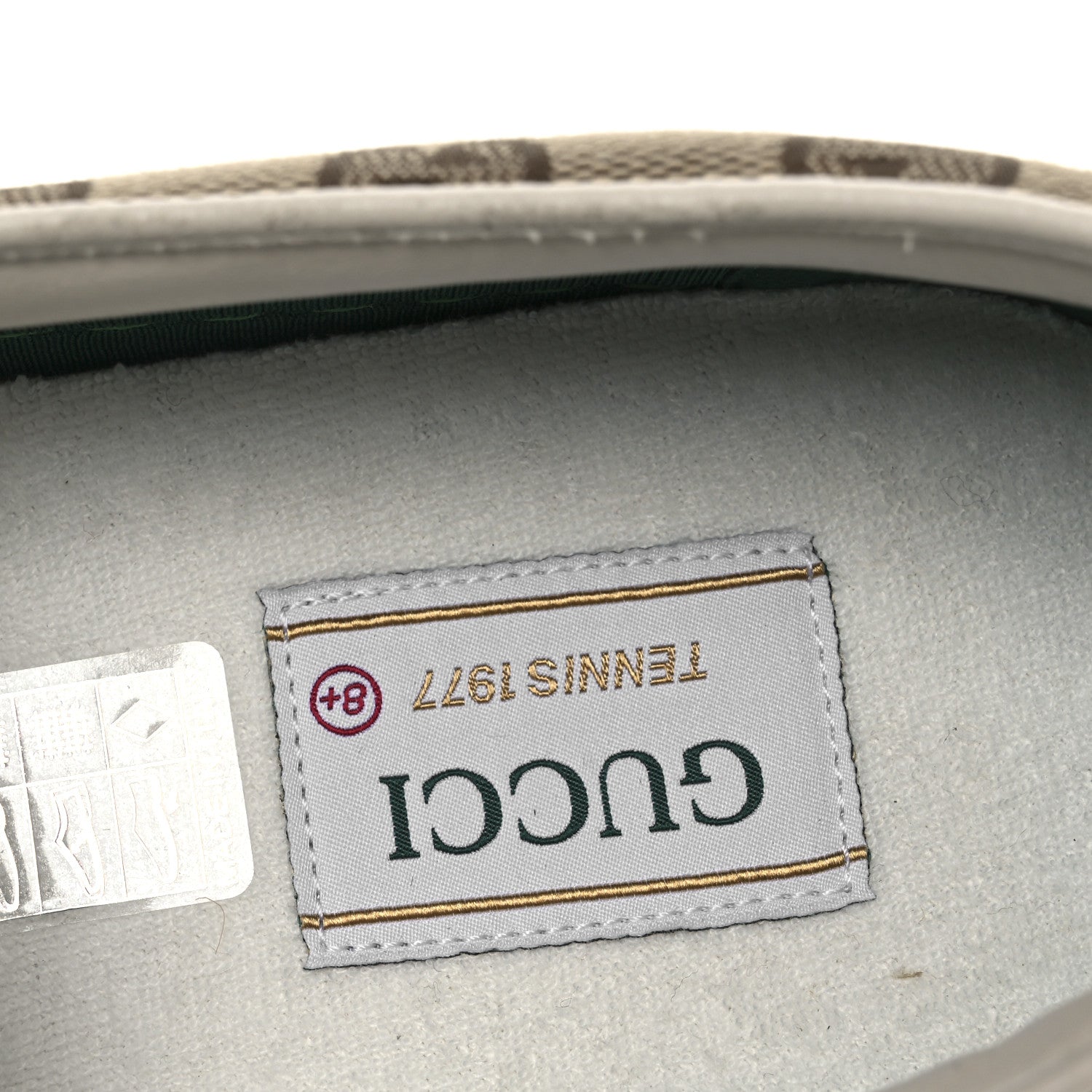 GG Monogram Mens 1977 Tennis Slip On Sneakers 8.5 Beige Ebony Mystic White