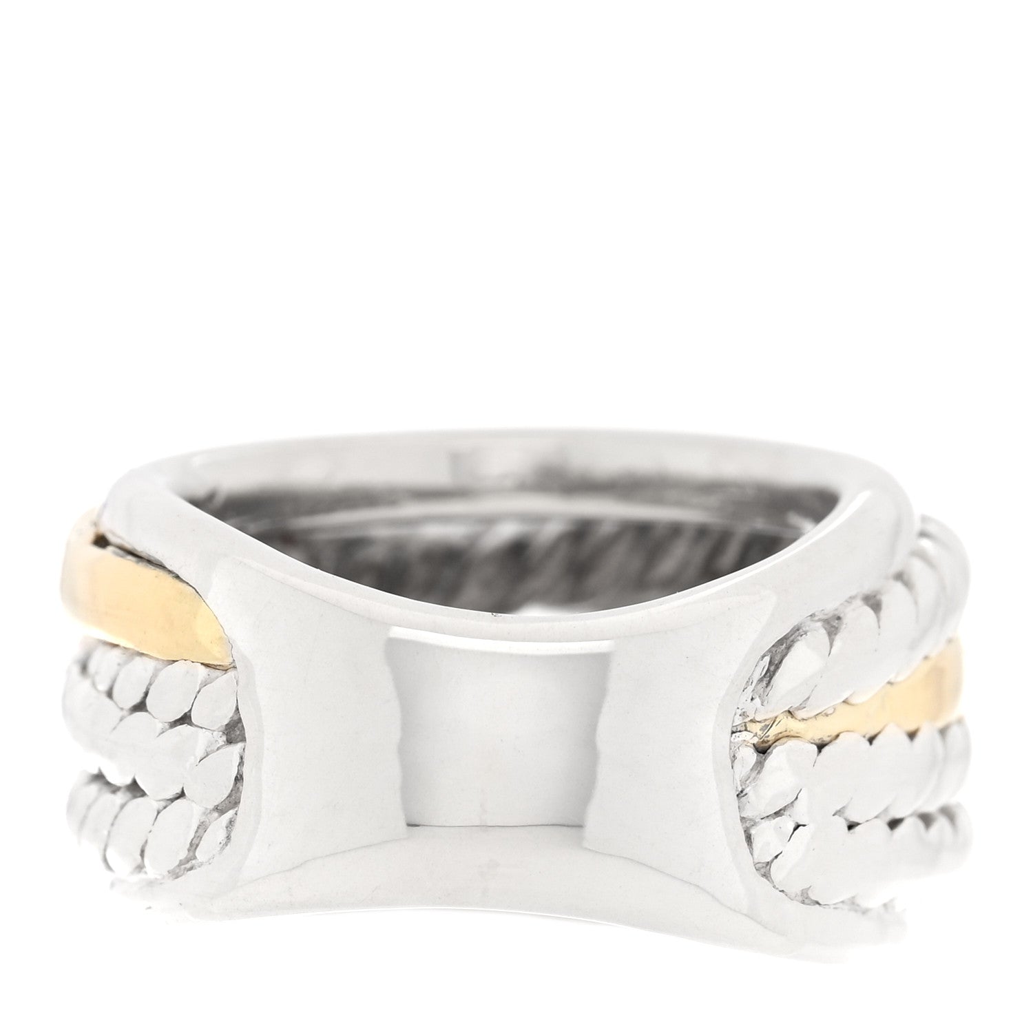 Sterling Silver 14K Yellow Gold Narrow Crossover Ring 50 5.25