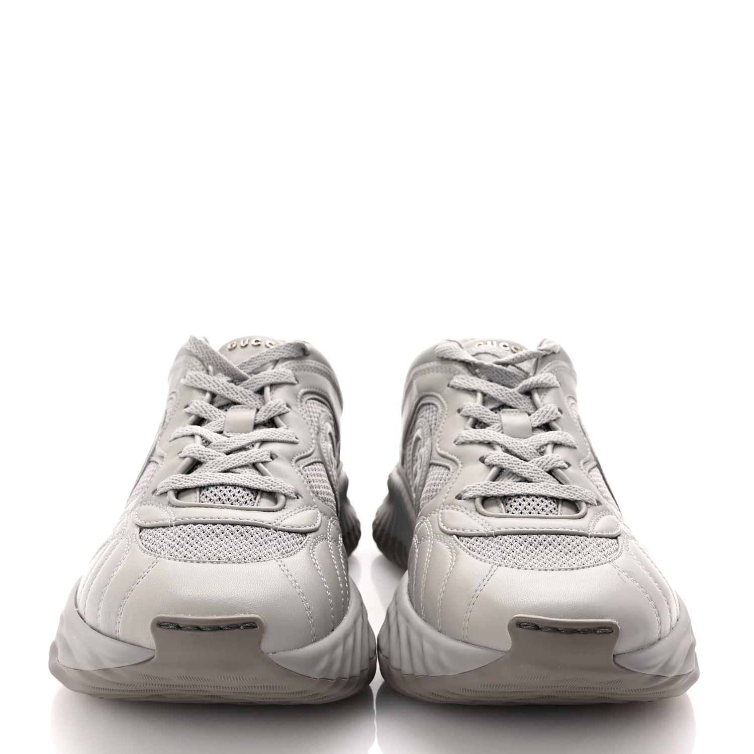 New Nappa Sombre Interlocking G Ripple Mens Platform Sneakers 8 Grey Sky