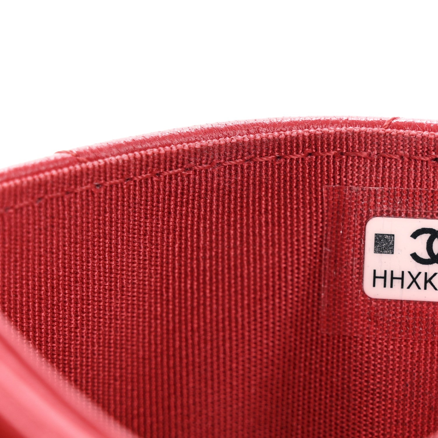 Lambskin Plexiglass Quilted Coco Love Card Holder Red