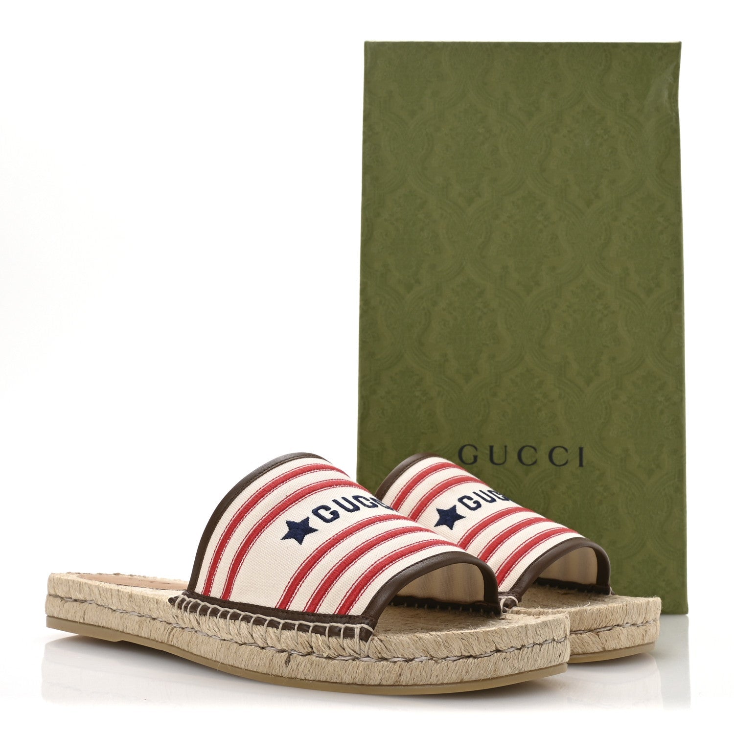 Canvas Miro Soft Calfskin Striped Mens Espadrille Flat Slide Sandals 10 Greggio Brown Sugar