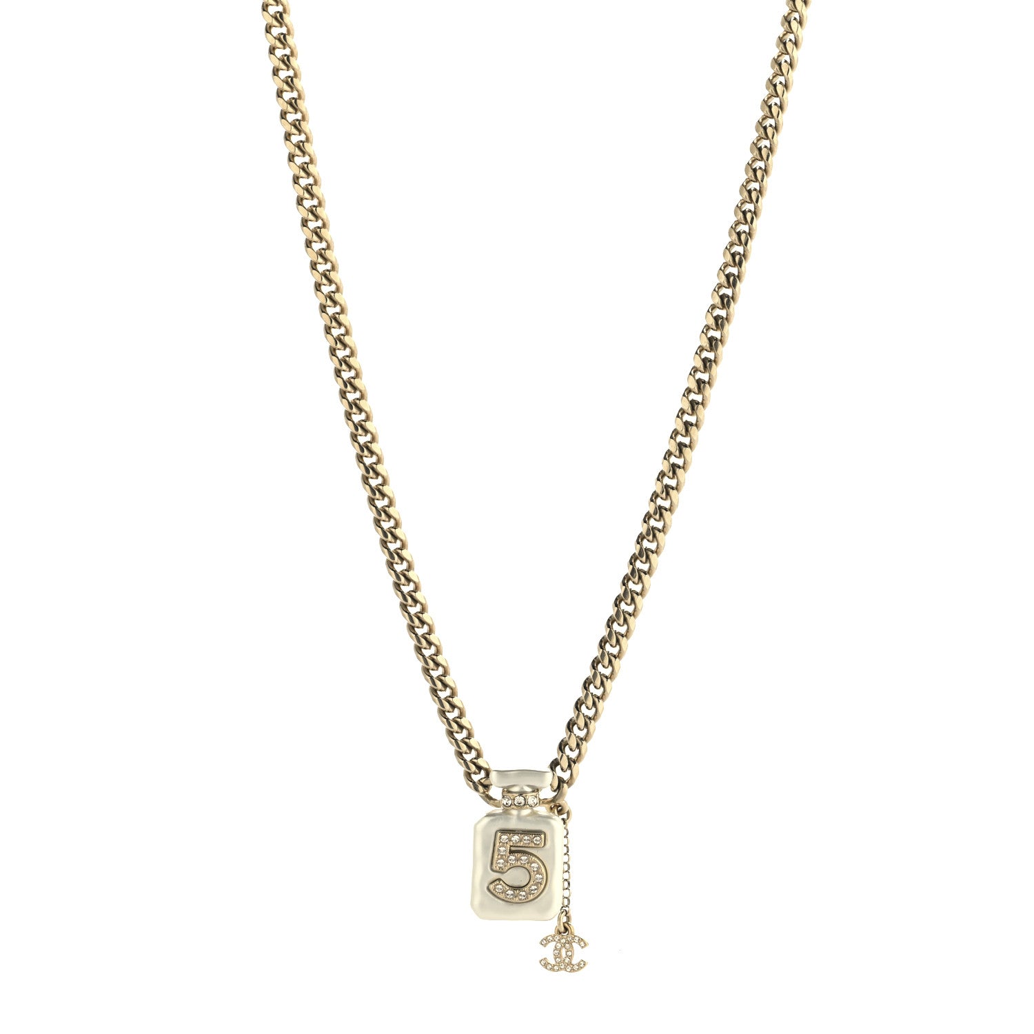 Resin Crystal CC No 5 Perfume Bottle Necklace